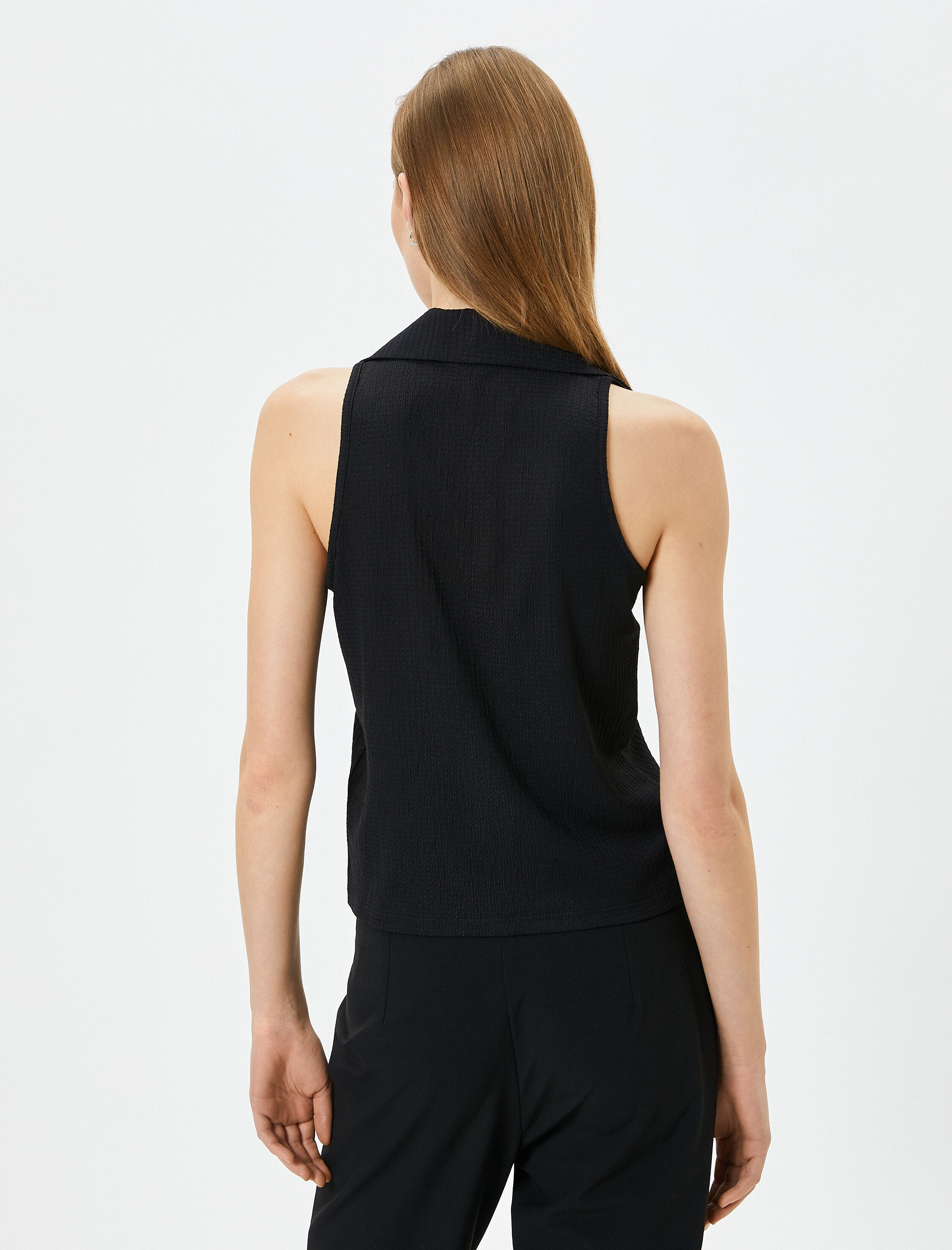   Polo Yaka Atlet Düğmeli Kolsuz Slim Fit