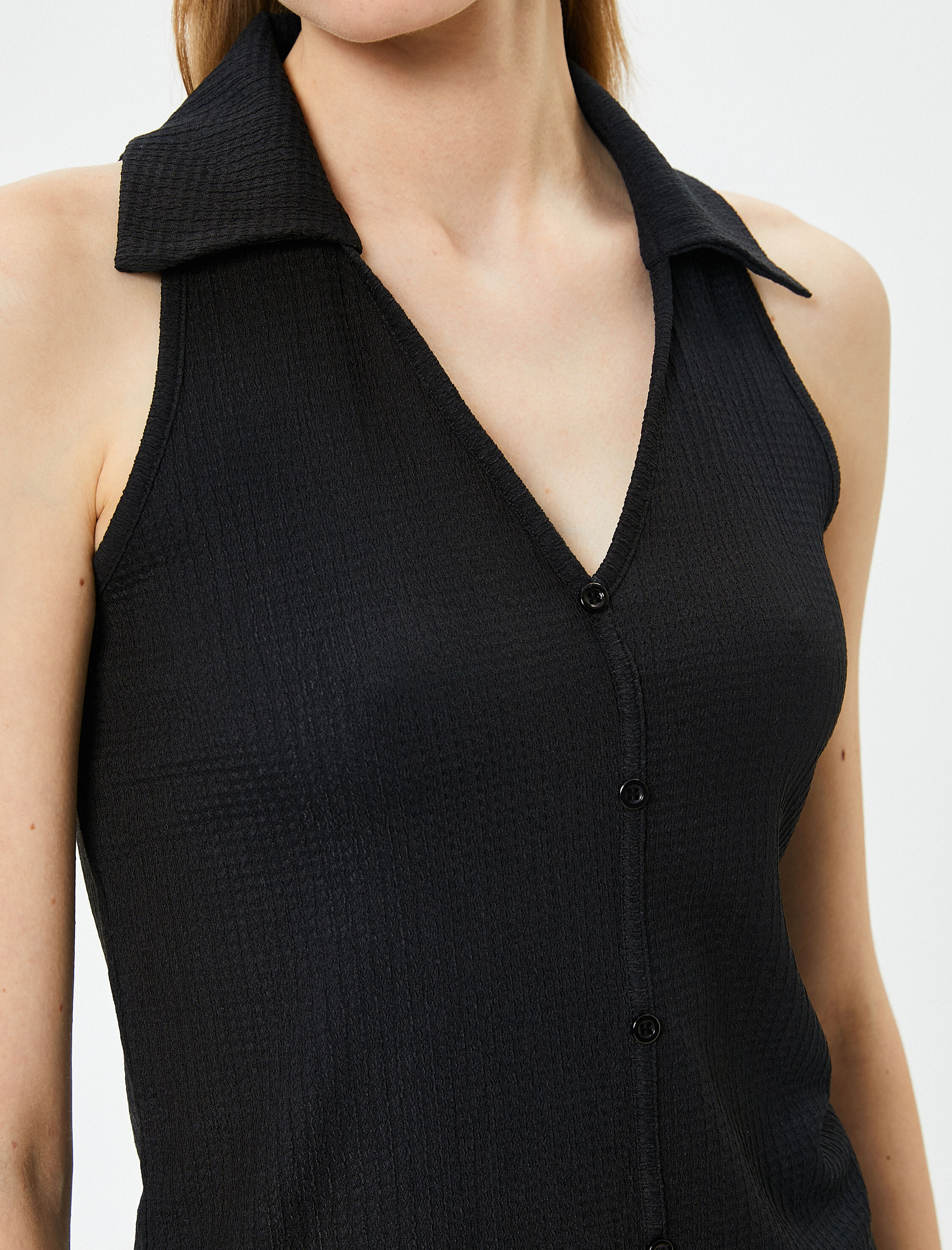   Polo Yaka Atlet Düğmeli Kolsuz Slim Fit