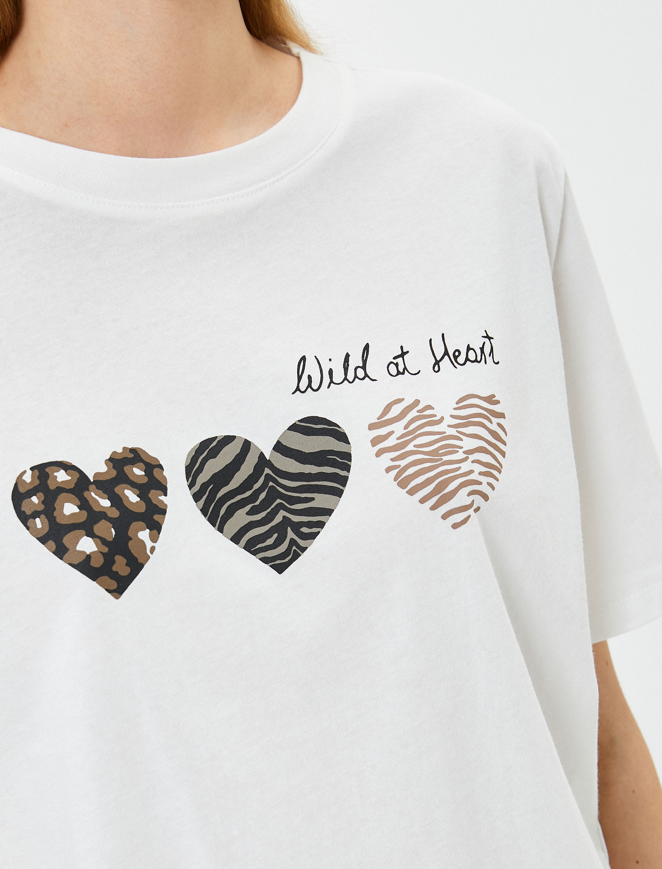   Baskılı Tişört Kısa Kollu Bisiklet Yaka Pamuklu