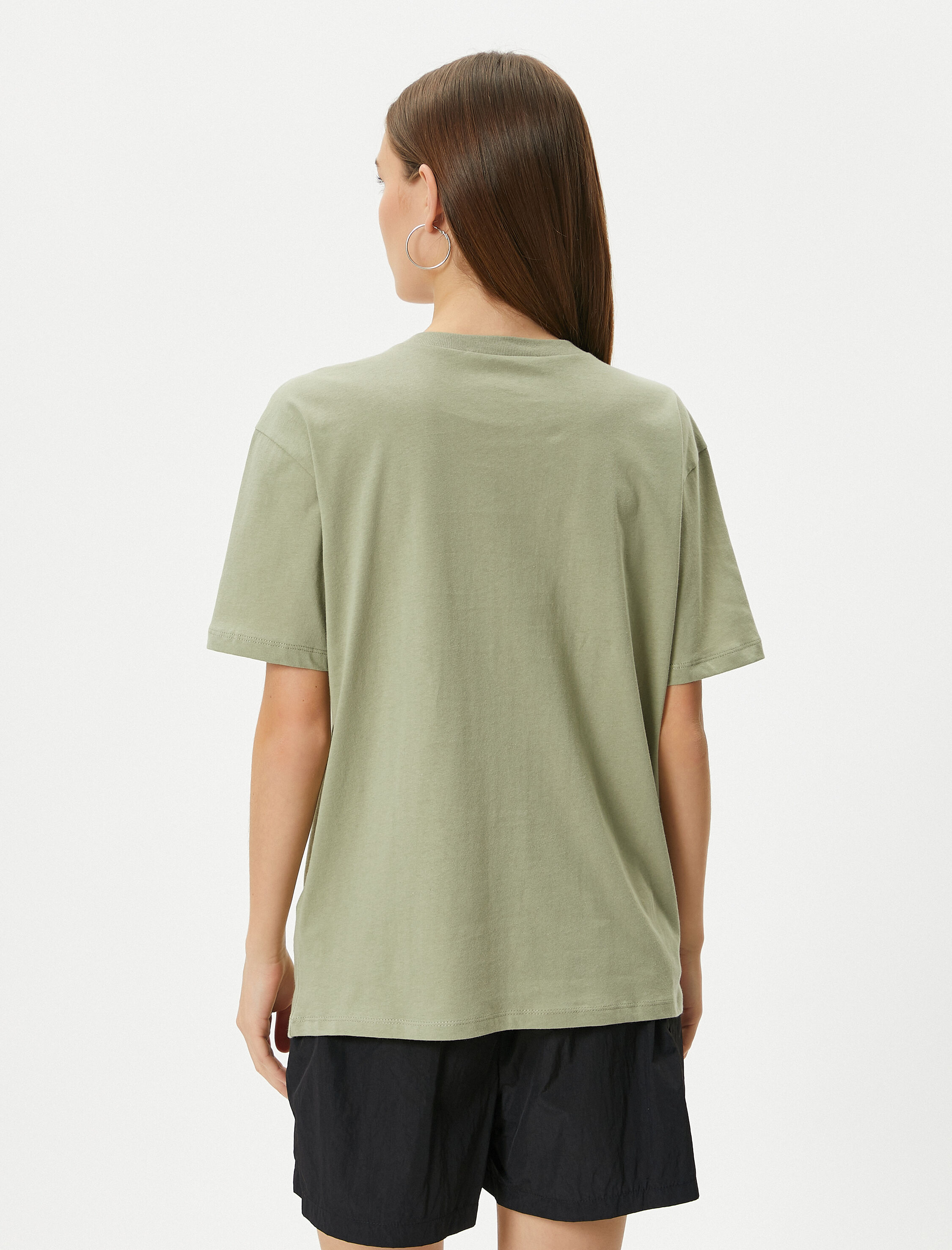   Baskılı Tişört Kısa Kollu Bisiklet Yaka Pamuklu