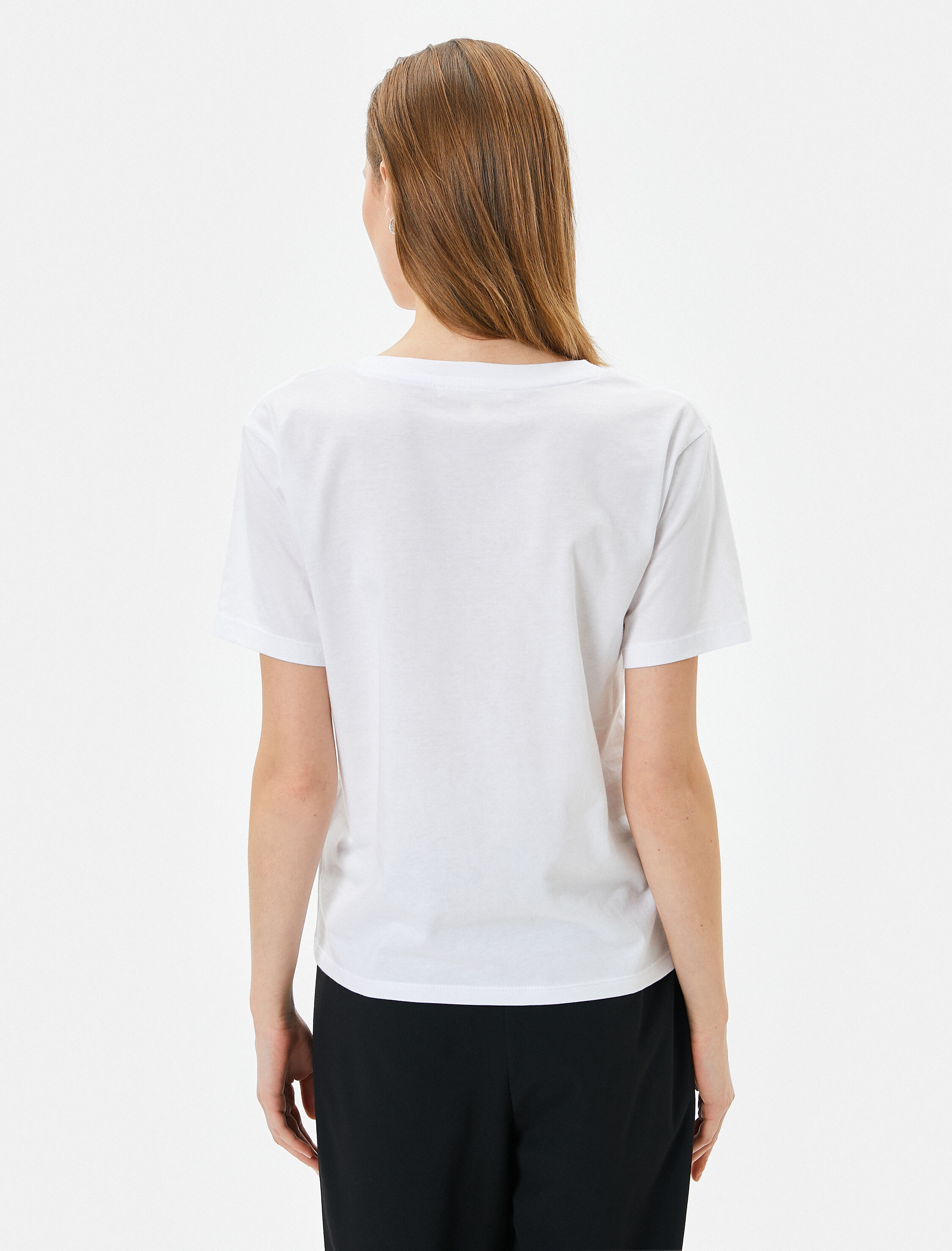   Basic Tişört Kısa Kollu V Yaka Pamuklu