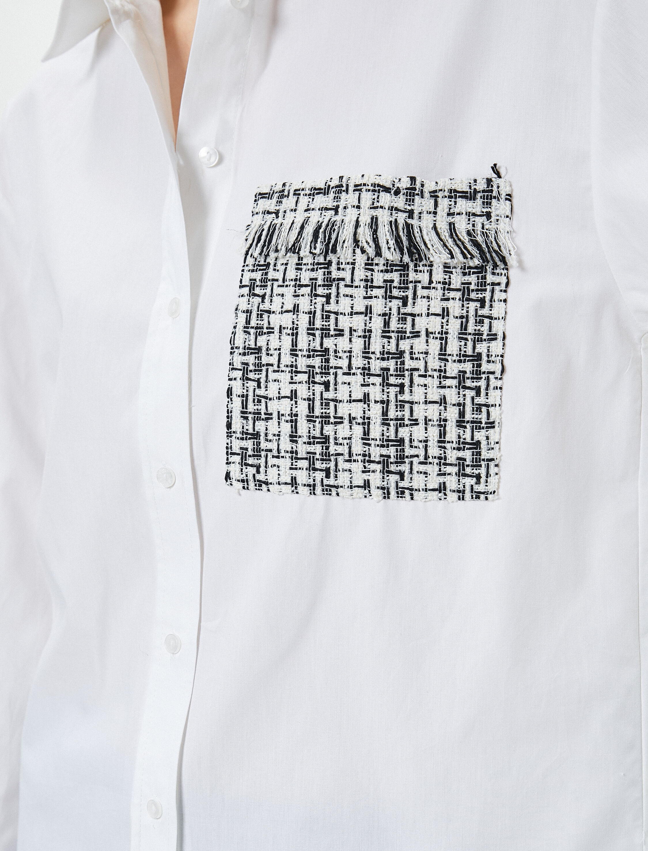   Uzun Kollu Poplin Gömlek Düğmeli Tüvit Detaylı Pamuklu