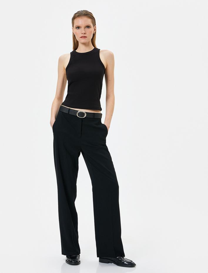  Halter Yaka Atlet Fitilli Basic Pamuklu