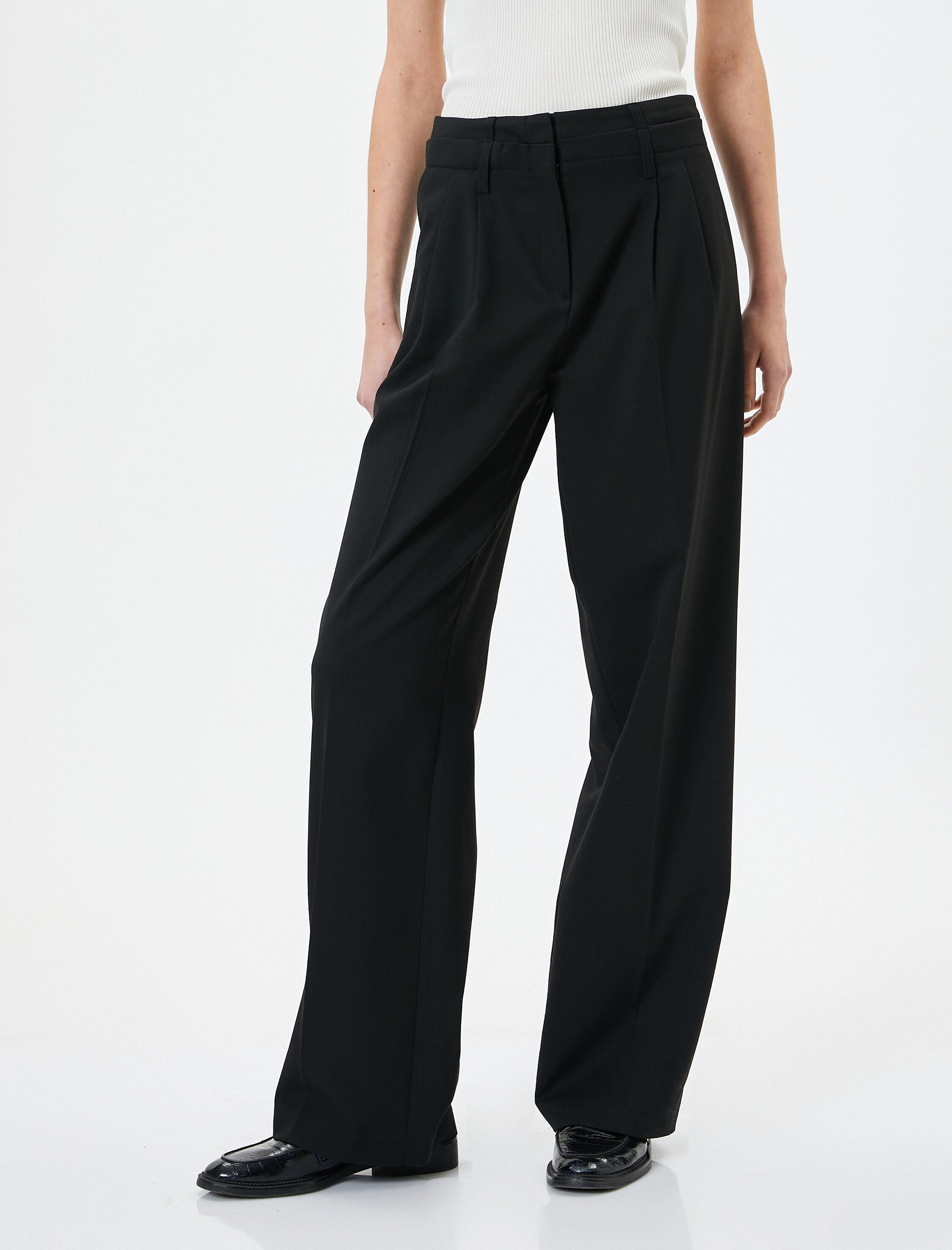   Bol Paça Pantolon Yüksek Bel Cep Detaylı