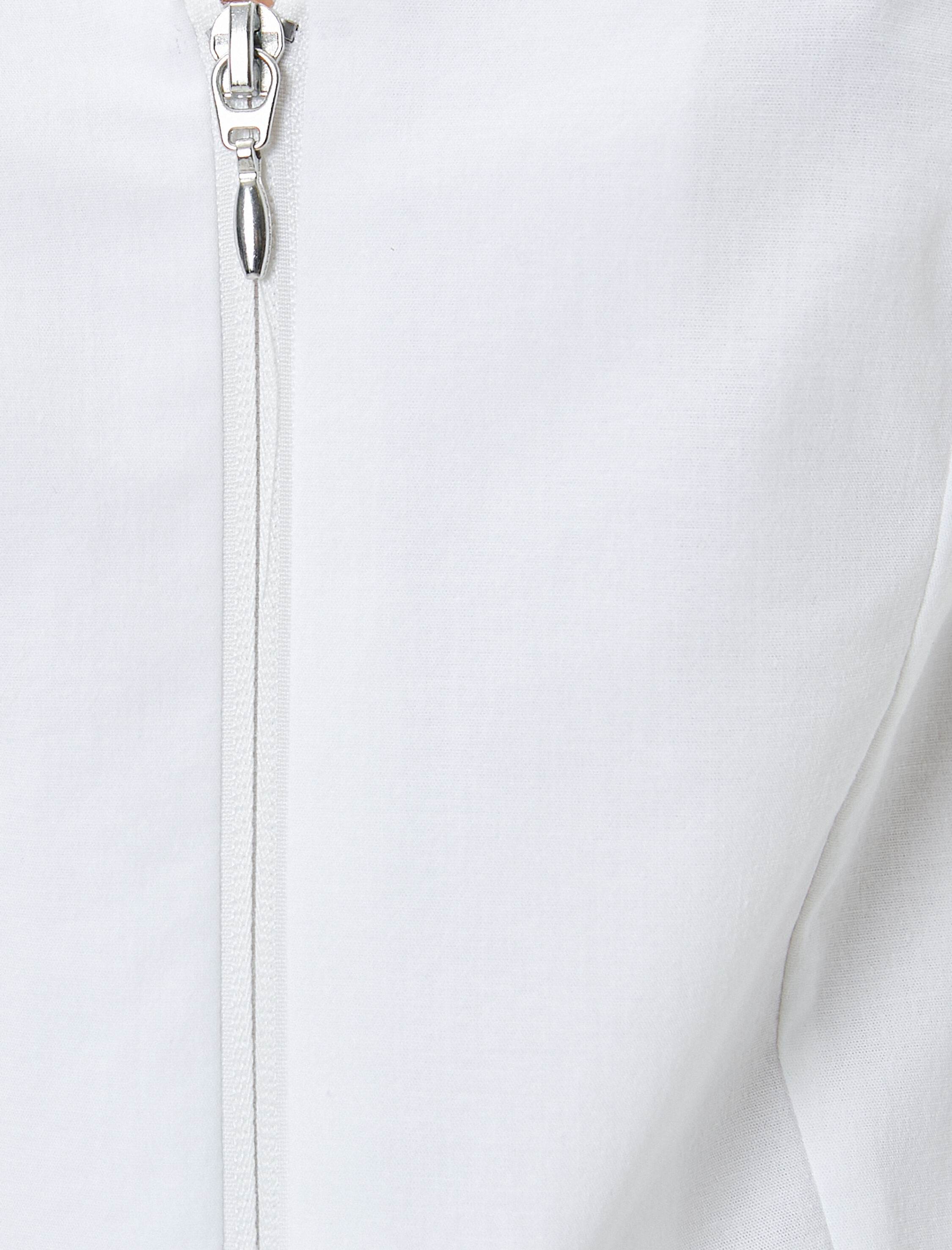 Fermuarlı Poplin Gömlek Uzun Kollu Pamuklu Slim Fit