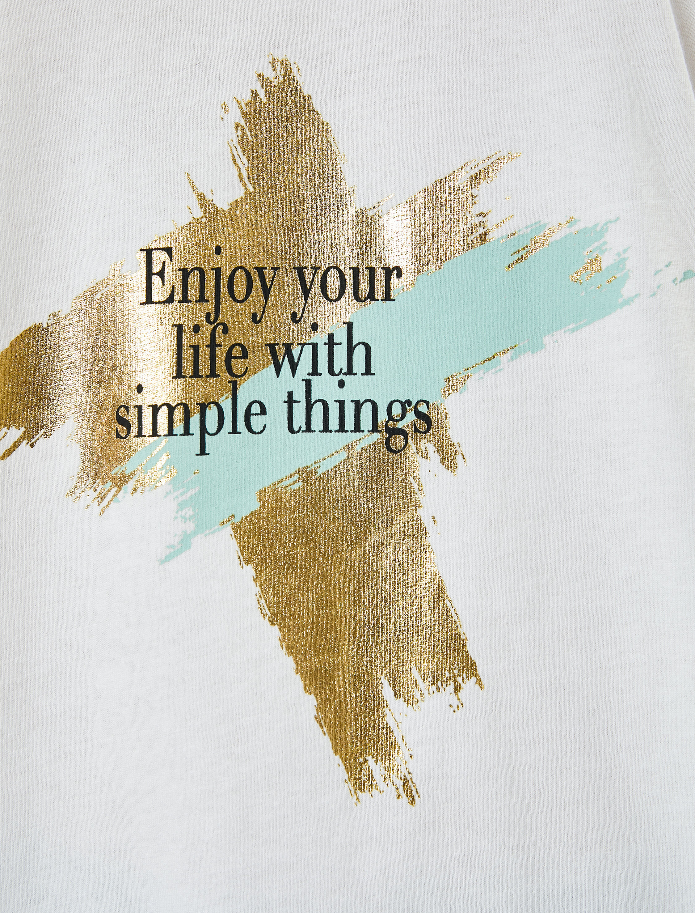   Baskılı Tişört Kısa Kollu V Yaka Pamuklu