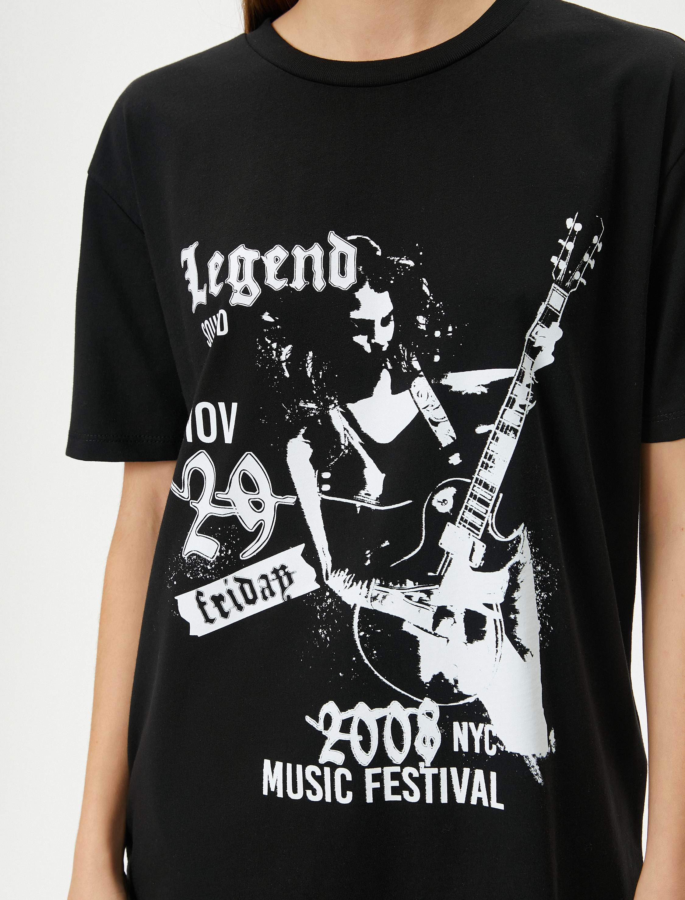   Baskılı Tişört Kısa Kollu Bisiklet Yaka Pamuklu