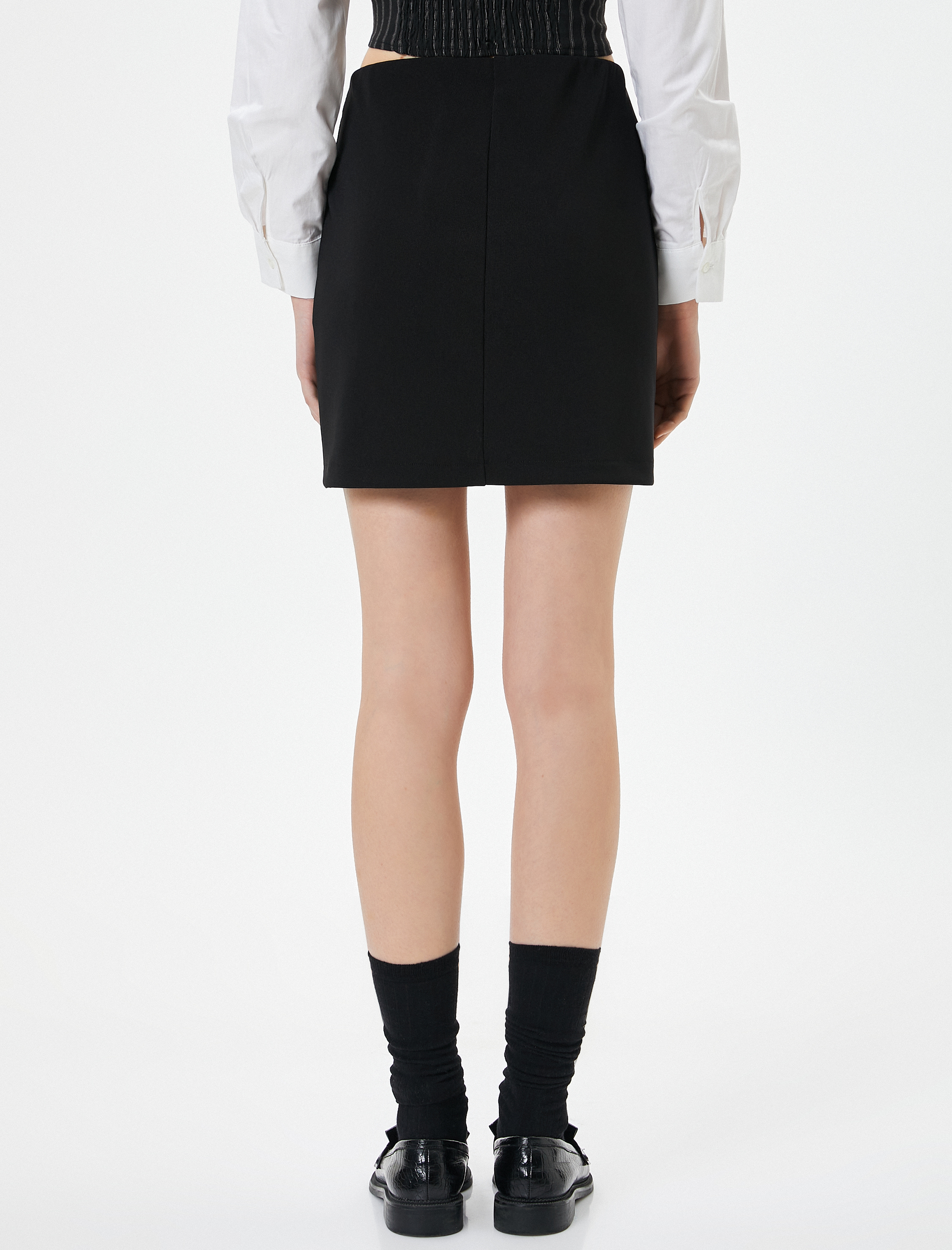   Mini Etek Yırtmaç Detaylı Normal Bel