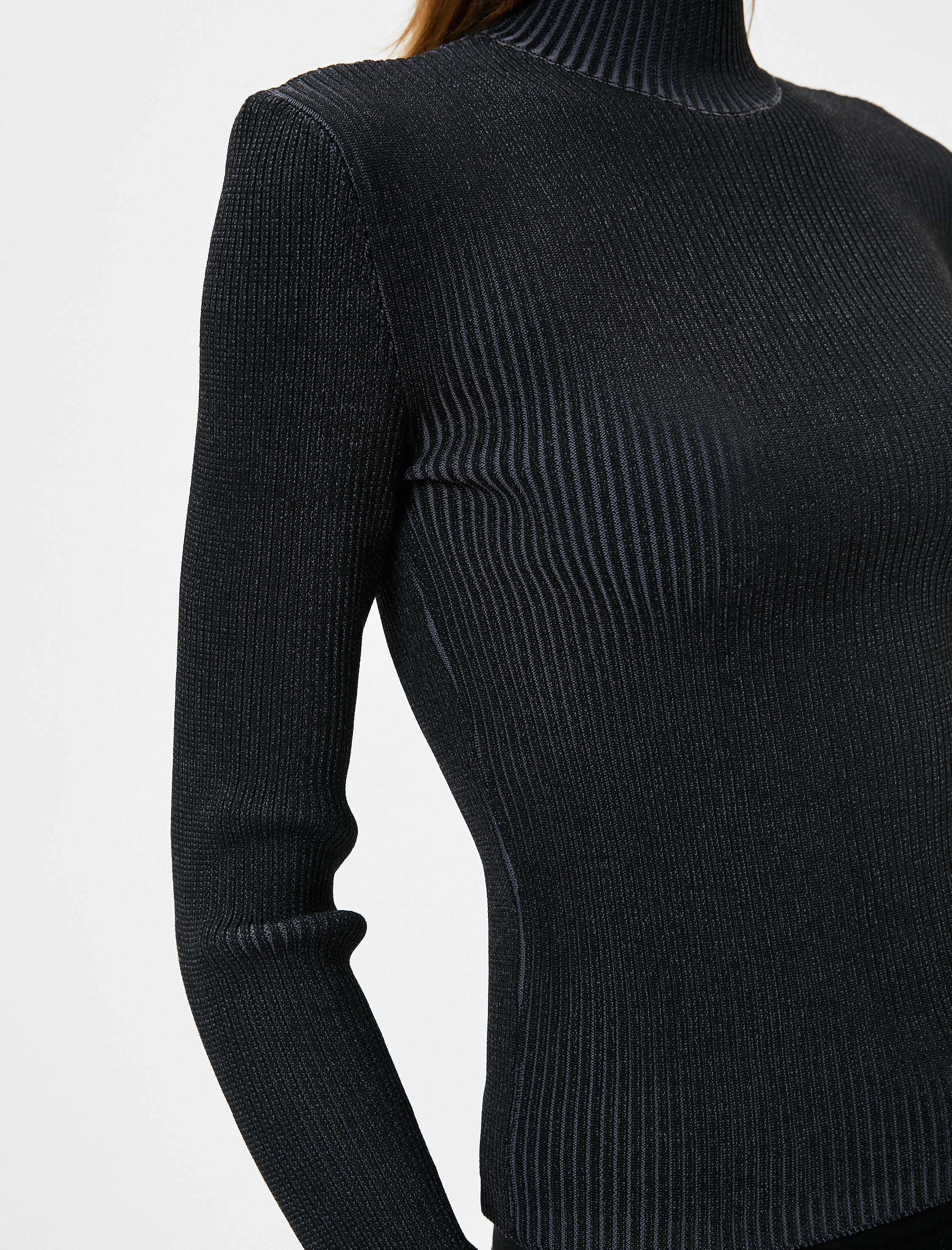   Yarım Balıkçı Yaka Kazak Fitilli Uzun Kollu Slim Fit