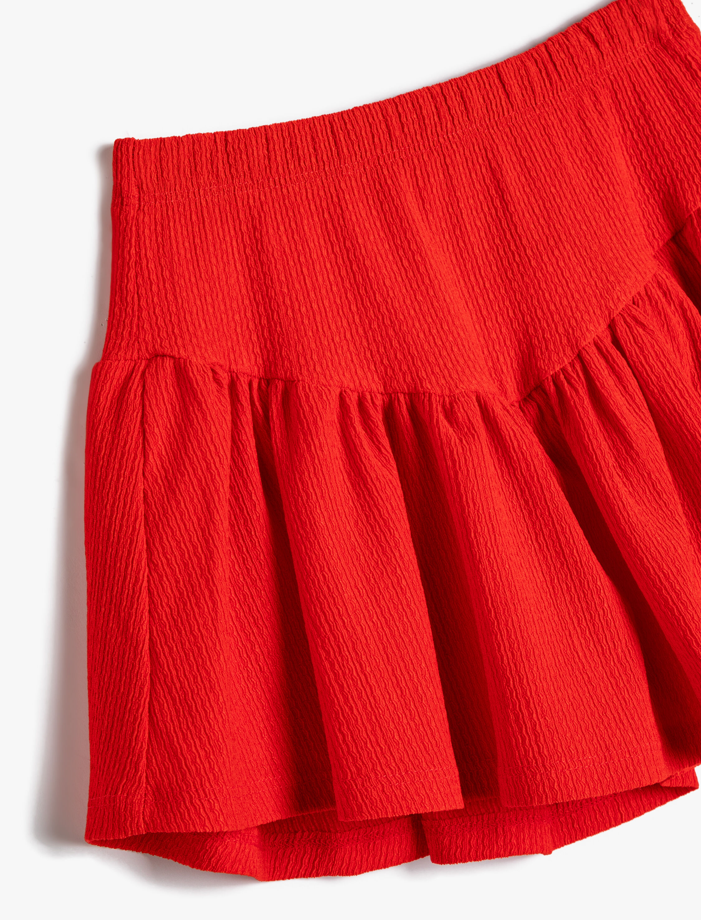  Kız Çocuk Şort Etek Dokulu Pileli