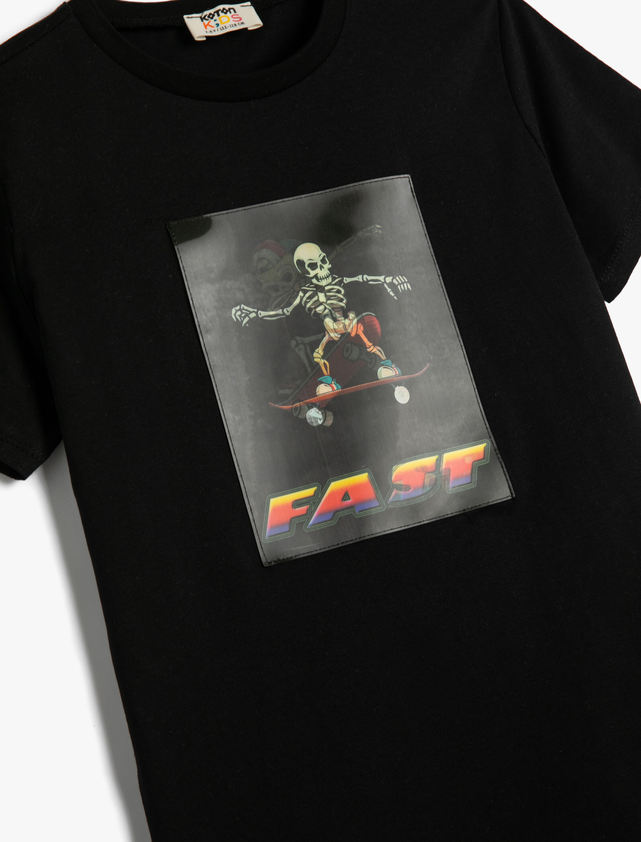  Erkek Çocuk Hologram Baskılı Tişört Kısa Kollu Bisiklet Yaka Pamuklu