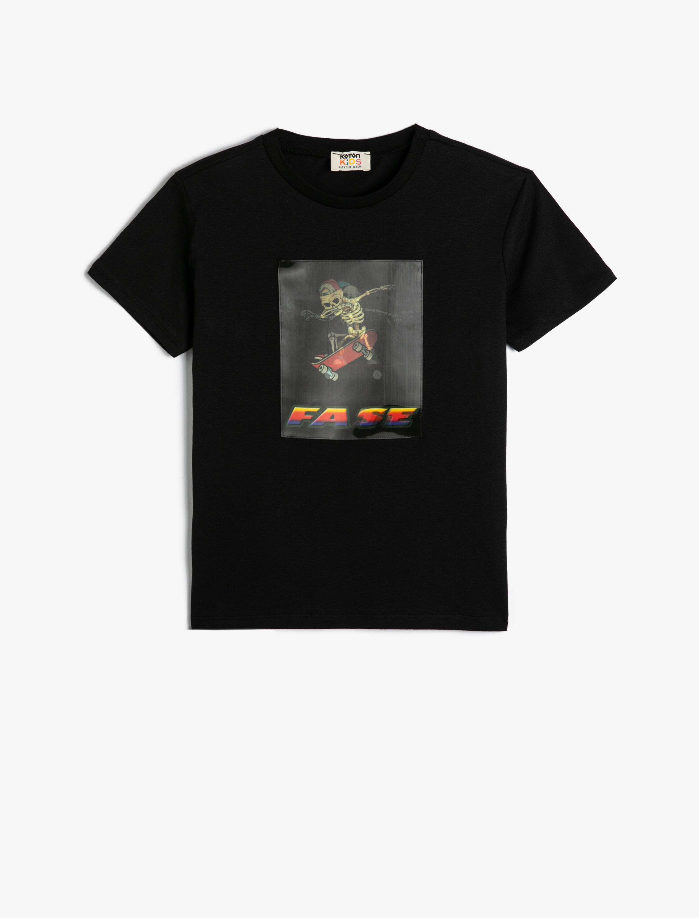  Erkek Çocuk Hologram Baskılı Tişört Kısa Kollu Bisiklet Yaka Pamuklu