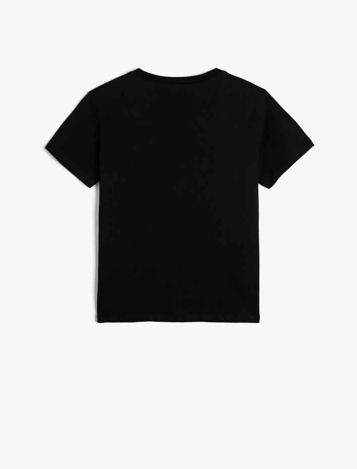 Erkek Çocuk Hologram Baskılı Tişört Kısa Kollu Bisiklet Yaka Pamuklu