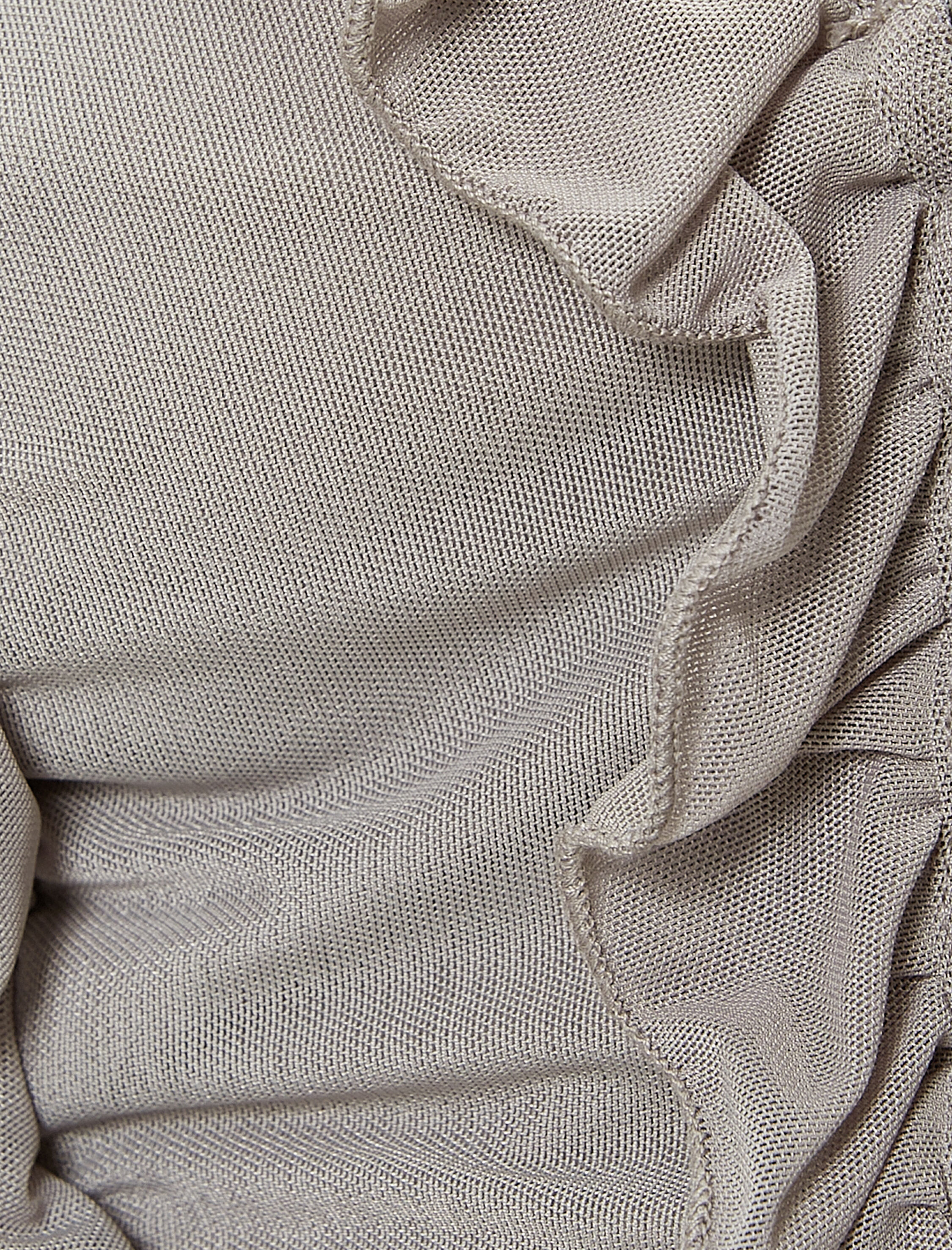   Tül Fırfırlı Bluz Crop Asimetrik Dökümlü Uzun Kol V Yaka