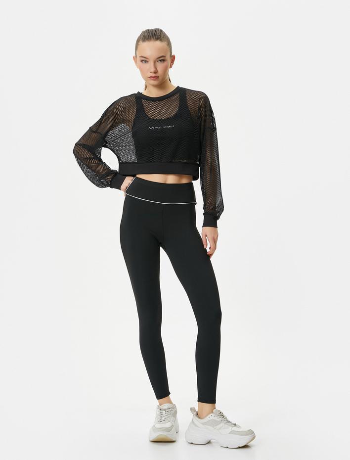  Spor Tayt Yüksek Bel Çizgi Detaylı Slim Fit