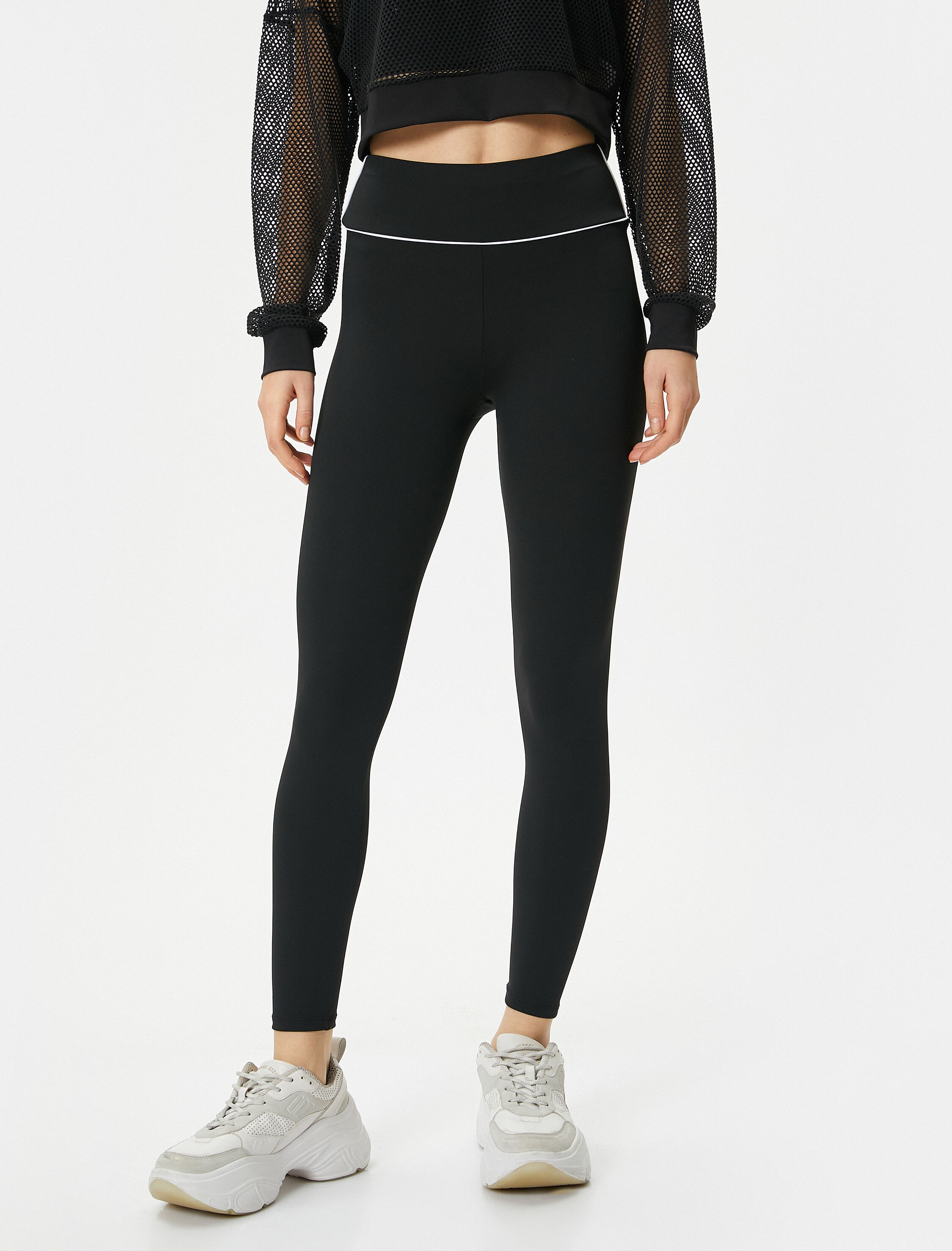   Spor Tayt Yüksek Bel Çizgi Detaylı Slim Fit