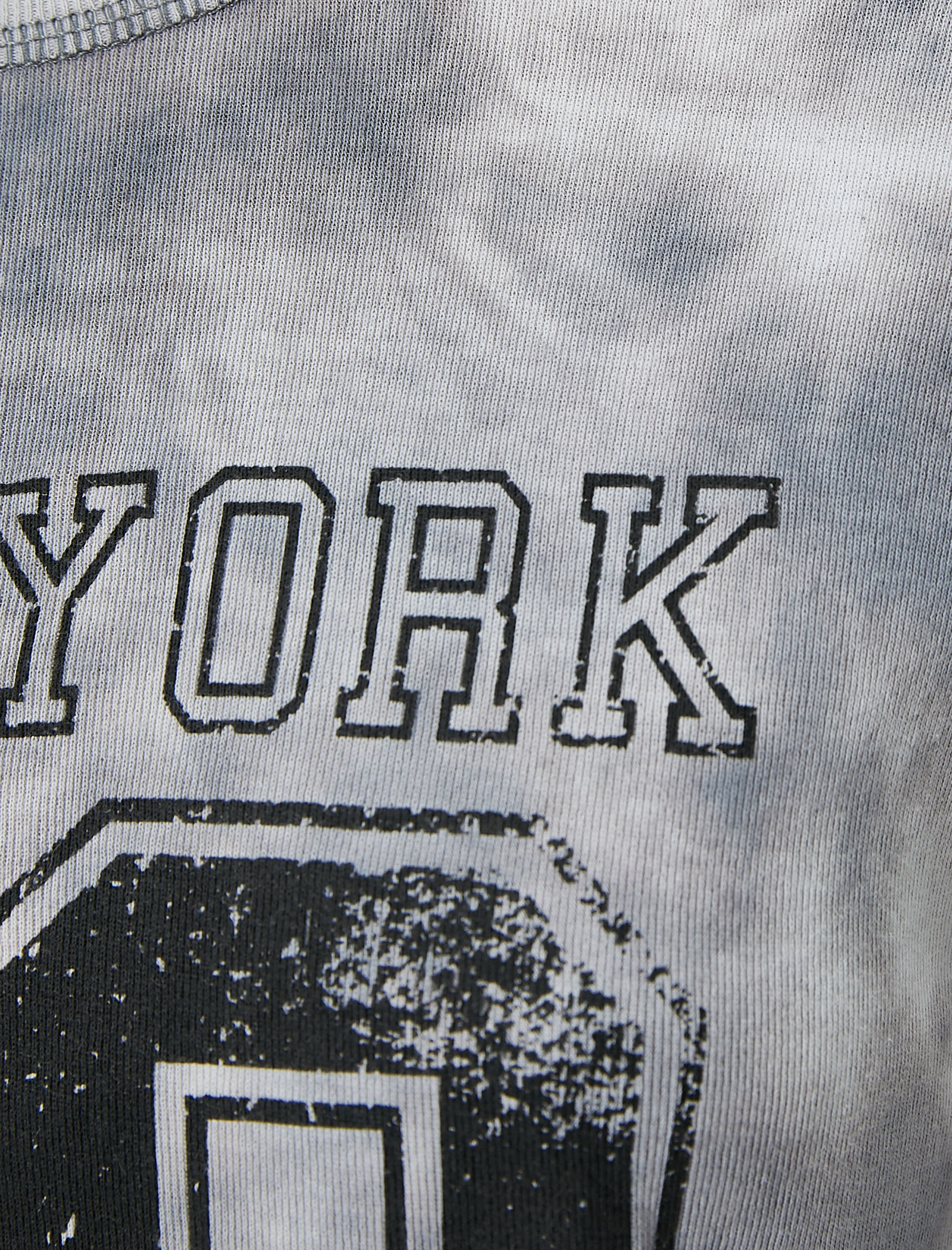   Fileli Tişört Kolej Temalı Baskılı Batik Desenli Uzun Kollu Pamuklu Slim Fit