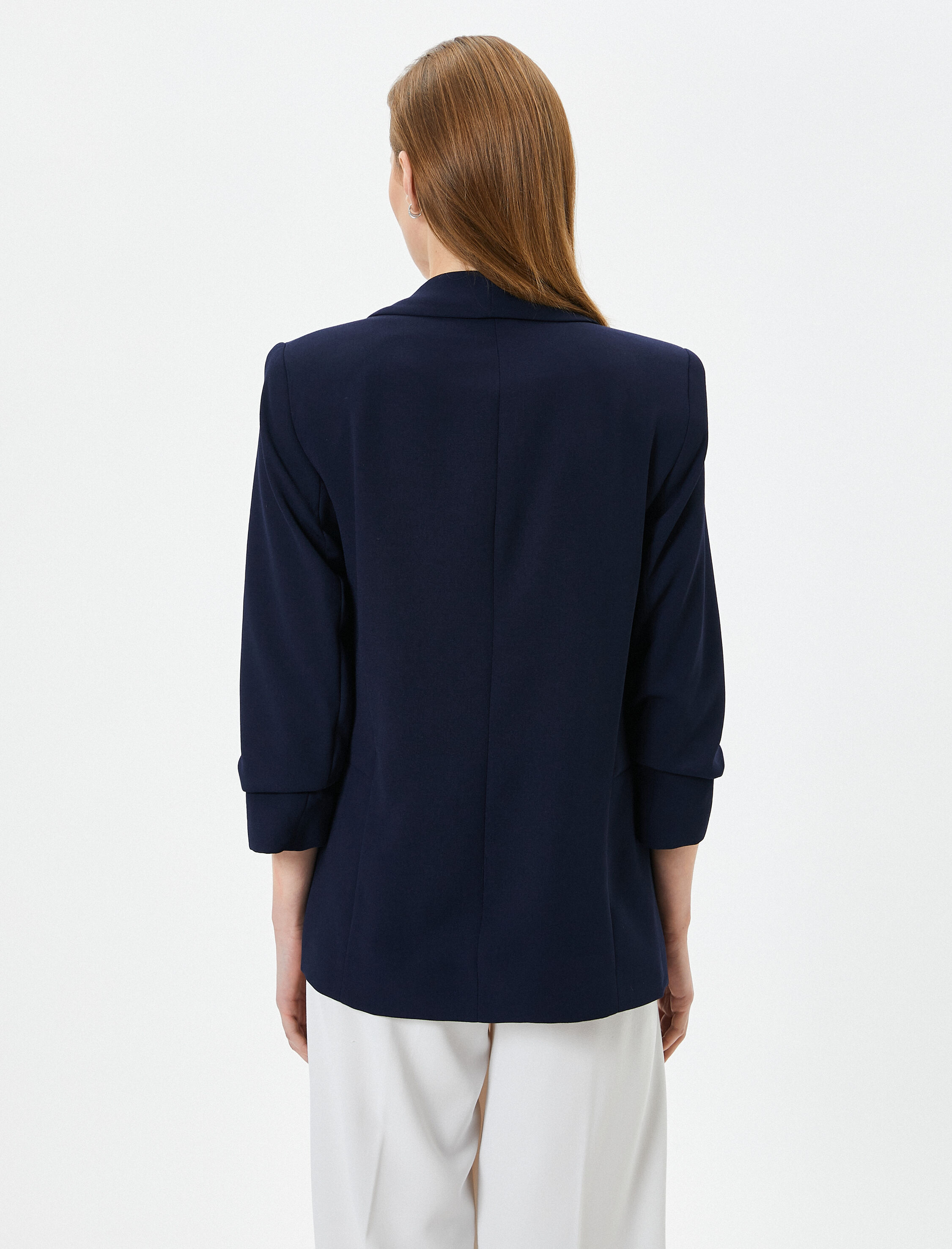   Blazer Ceket Şal Yaka Drape Kol Kapaklı Cepli