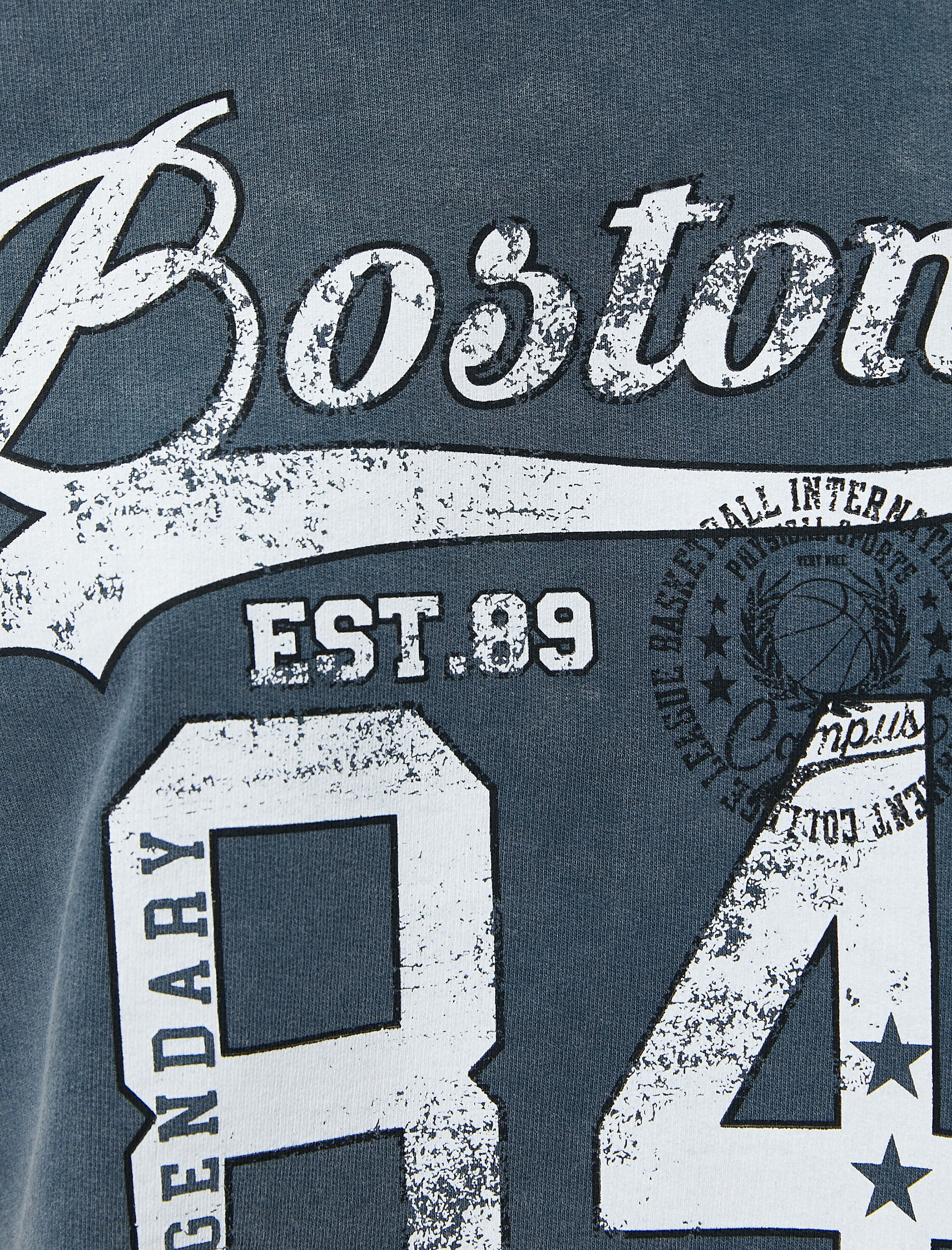   Kolej Crop Tişört Rahat Kalıp Soluk Efektli Pamuklu