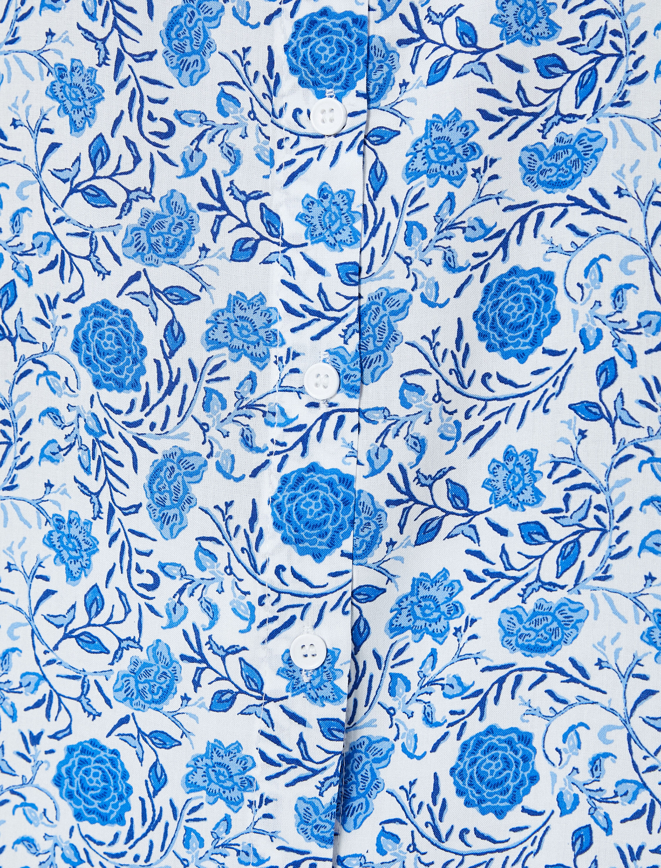   Çiçekli Gömlek Kolsuz Düğmeli Viskon