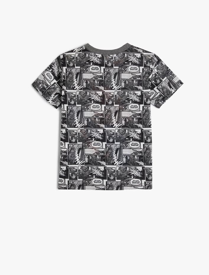 Erkek Çocuk Örümcek Adam Tişört Lisanslı Kısa Kollu Bisiklet Yaka