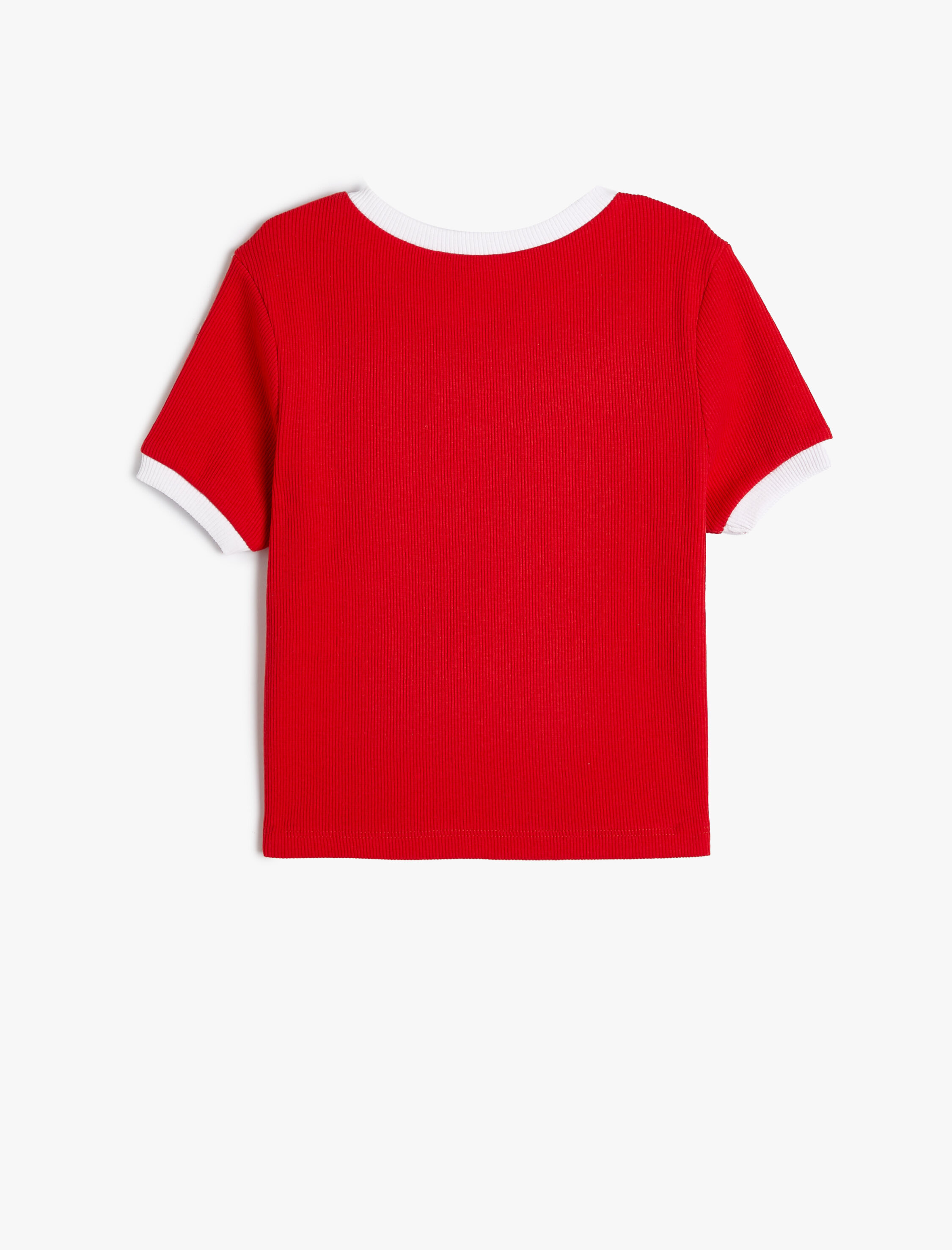  Kız Çocuk Crop Tişört Kısa Kollu Bisiklet Yaka Pullu Slogan Baskılı Pamuklu