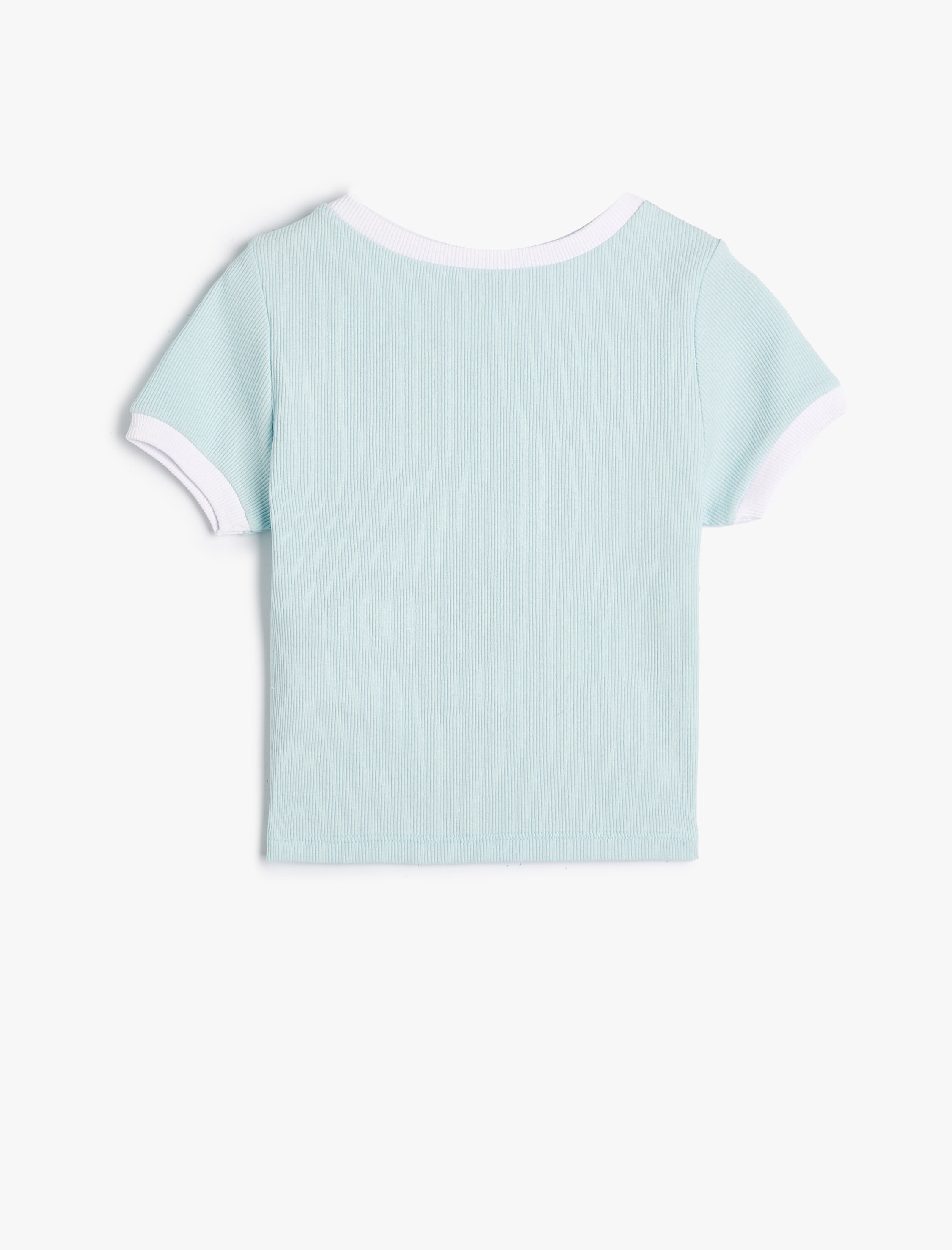  Kız Çocuk Crop Tişört Çiçek Baskılı Kısa Kollu Bisiklet Yaka Pamuklu