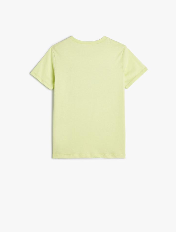 Erkek Çocuk Hologram Baskılı Tişört Kısa Kollu Bisiklet Yaka Pamuklu