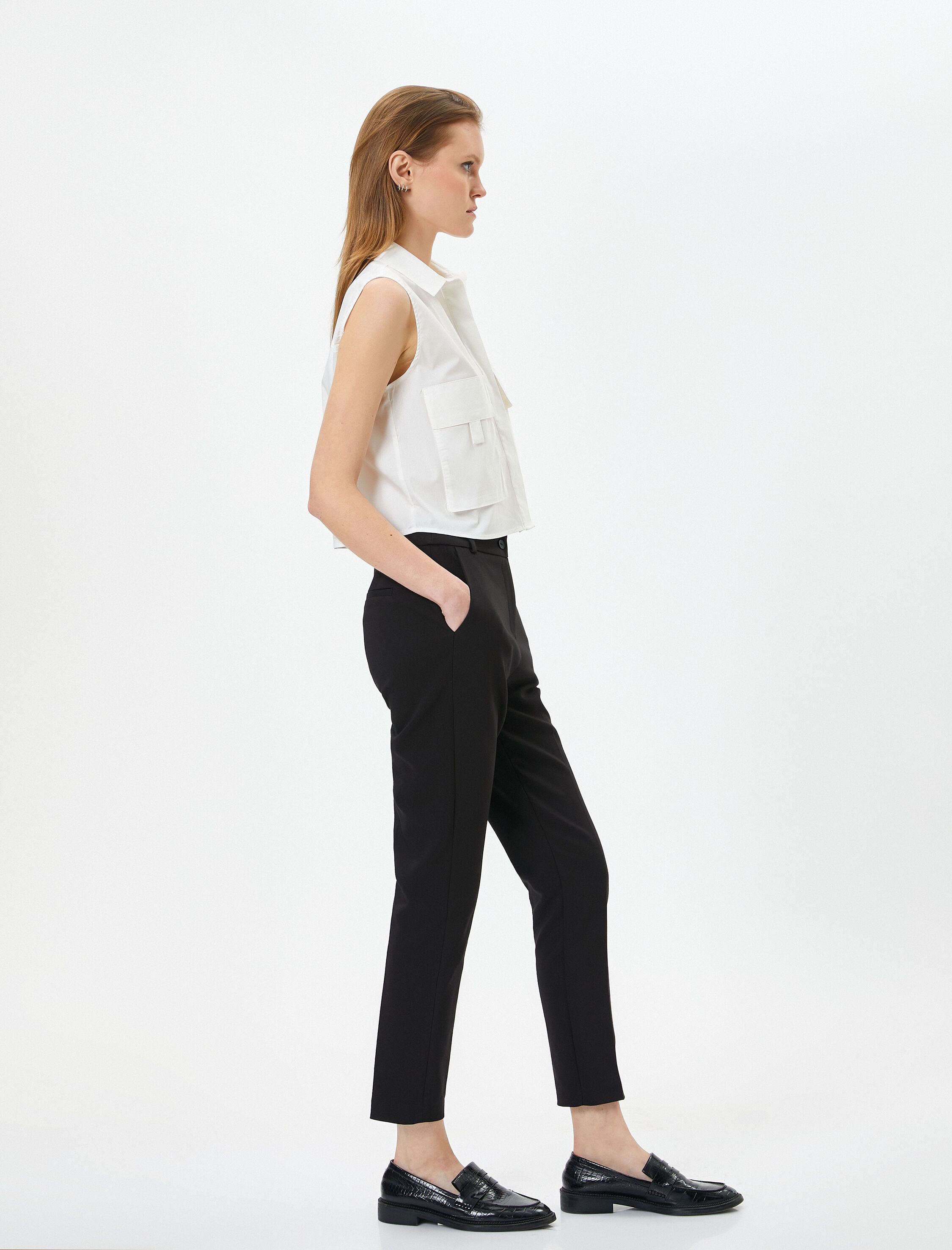   Chino Kumaş Pantolon Normal Bel Cepli