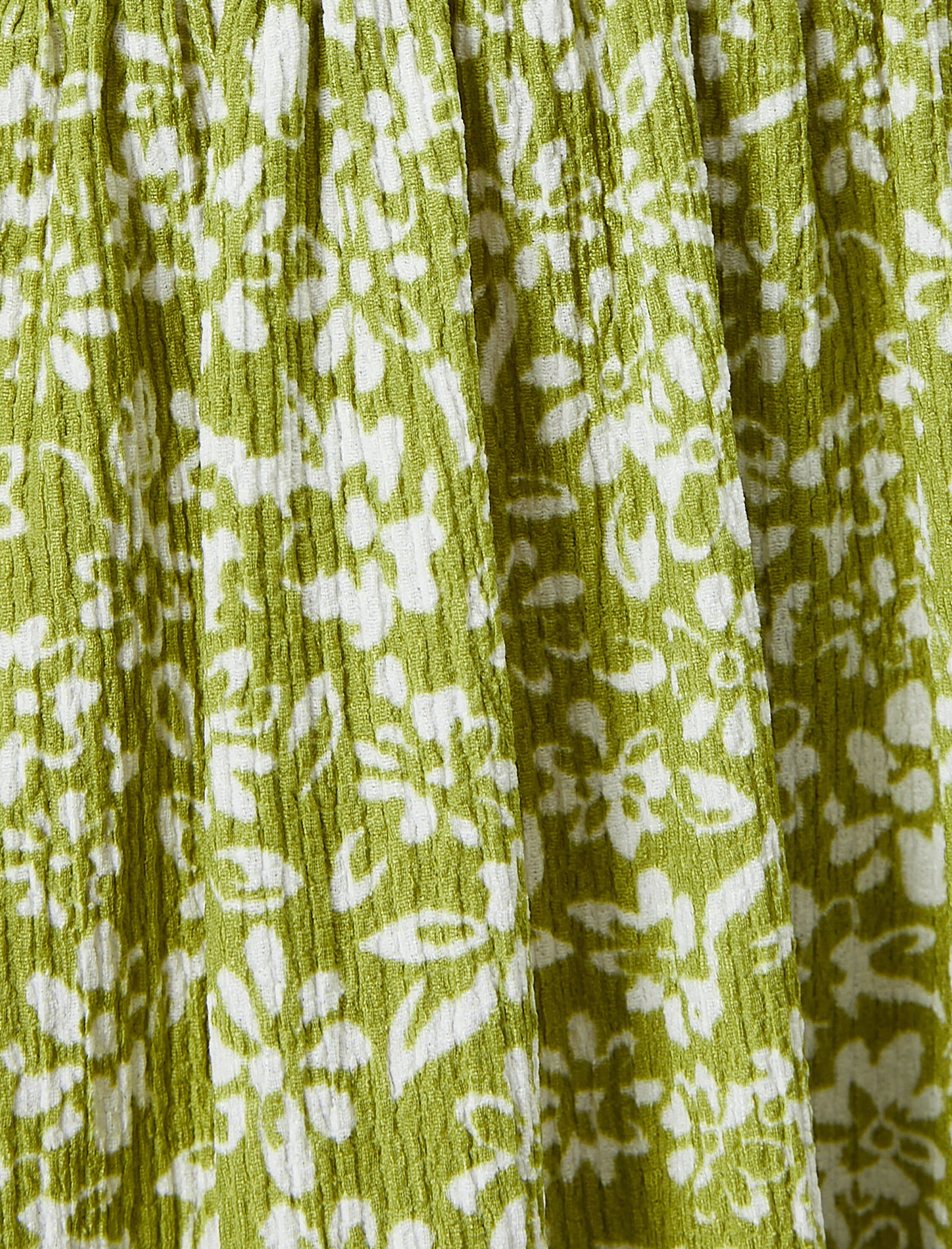   Çiçekli Uzun Elbise Fırfırlı Kolsuz V Yaka Gipe Detaylı Rahat Kalıp Bürümcük