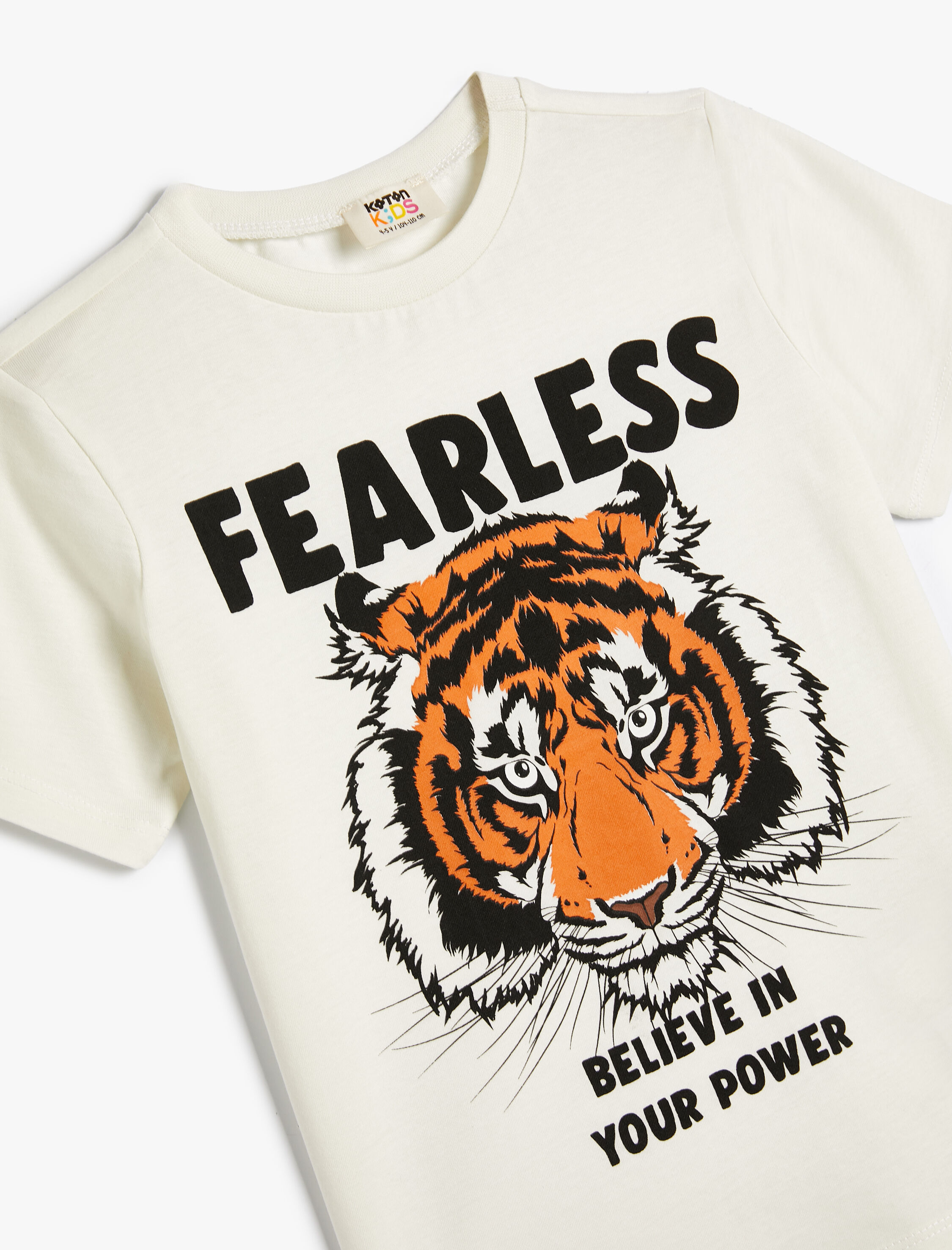  Erkek Çocuk Tişört Kaplan Baskılı Kısa Kollu Bisiklet Yaka Pamuklu