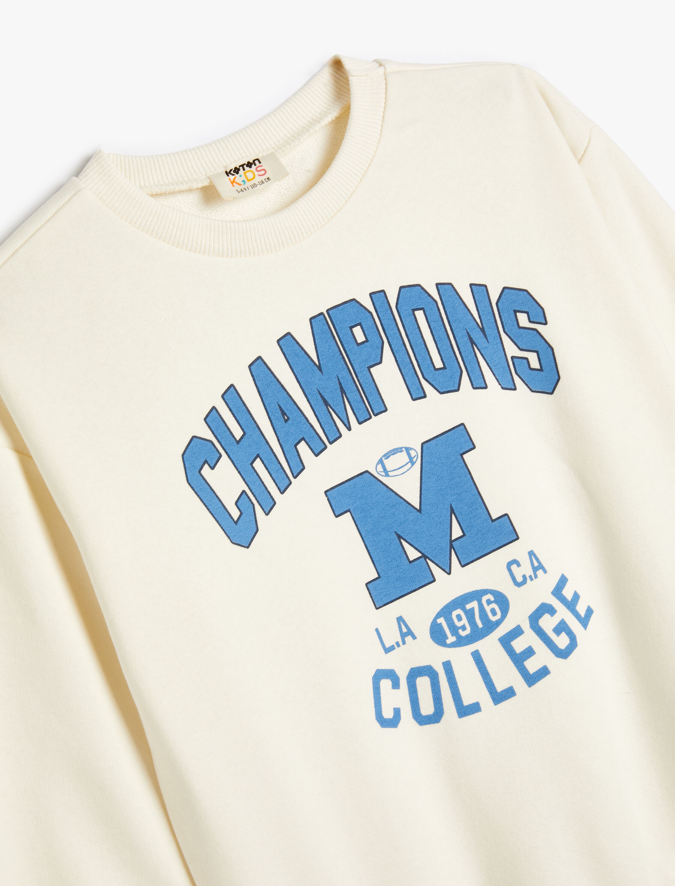  Erkek Çocuk Kolej Baskılı Sweatshirt Bisiklet Yaka Uzun Kollu