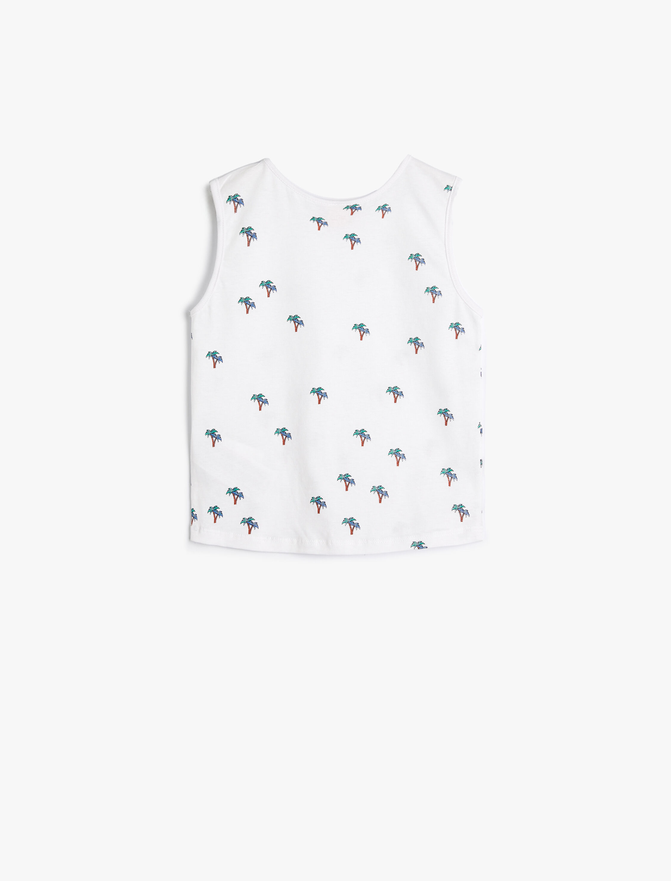  Erkek Bebek Palmiyeli Atlet Kolsuz Bisiklet Yaka Baskılı Pamuklu