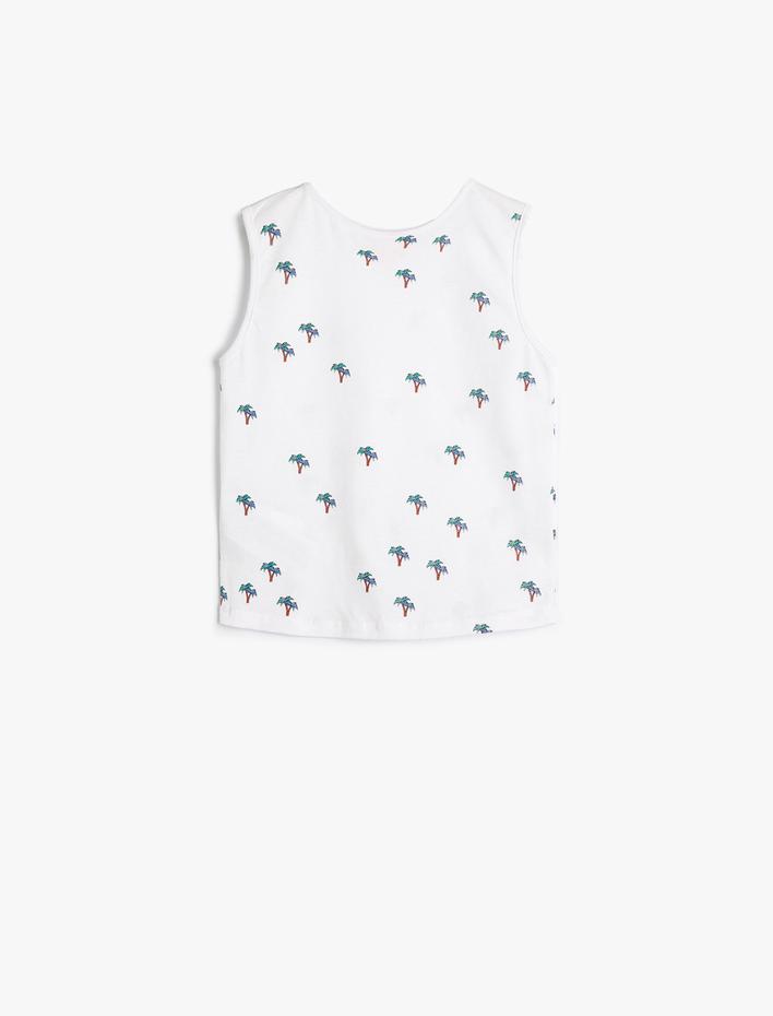 Erkek Bebek Palmiyeli Atlet Kolsuz Bisiklet Yaka Baskılı Pamuklu