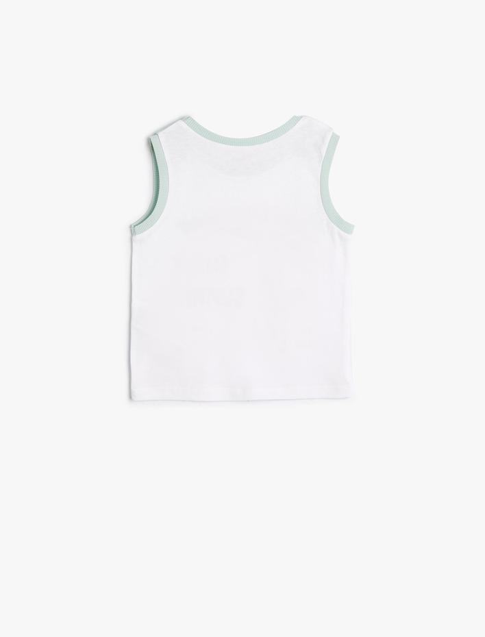 Erkek Bebek Atlet Yaz Temalı Kolsuz Bisiklet Yaka Baskılı Pamuklu