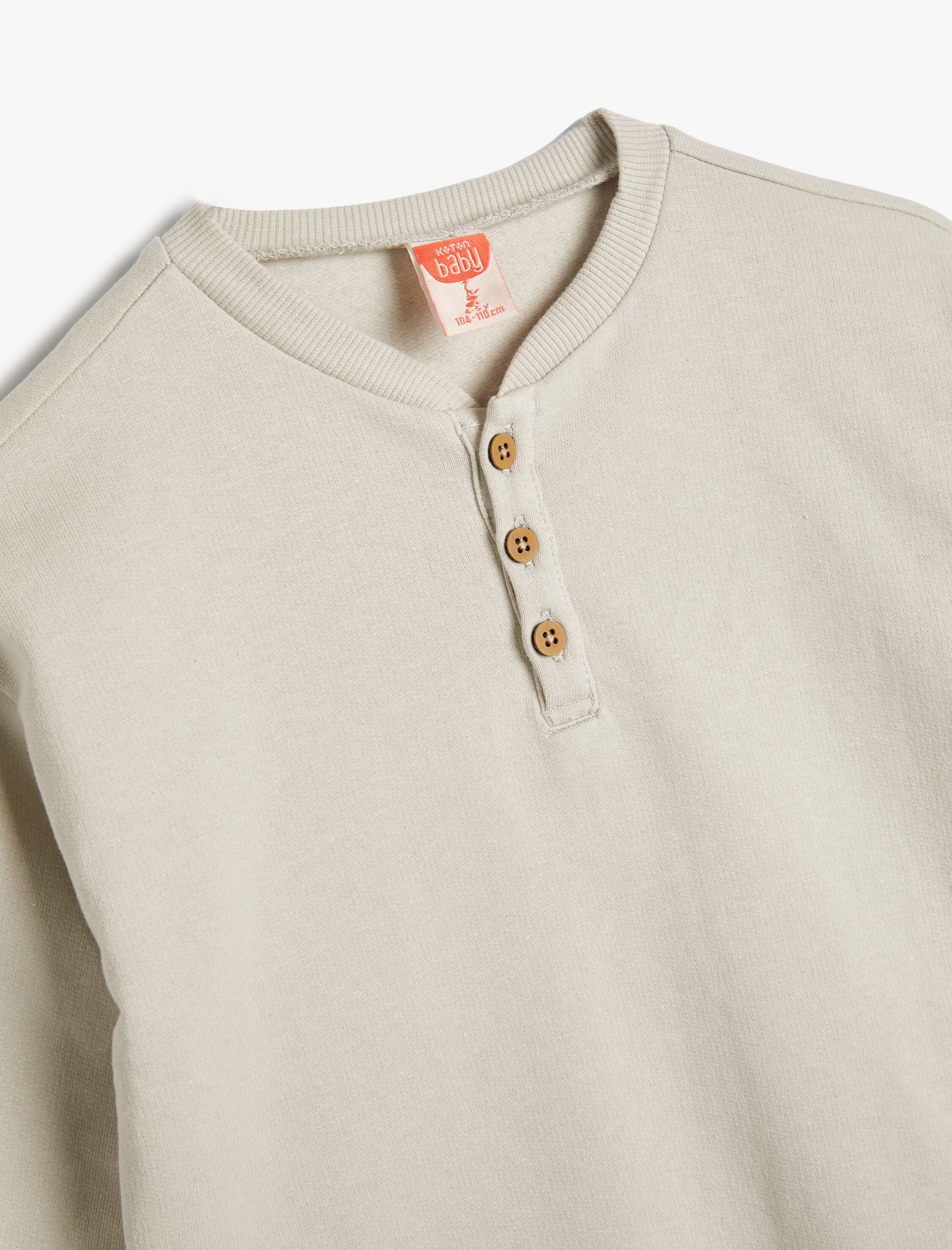  Erkek Bebek Düğmeli Sweatshirt Uzun Kollu Pamuklu