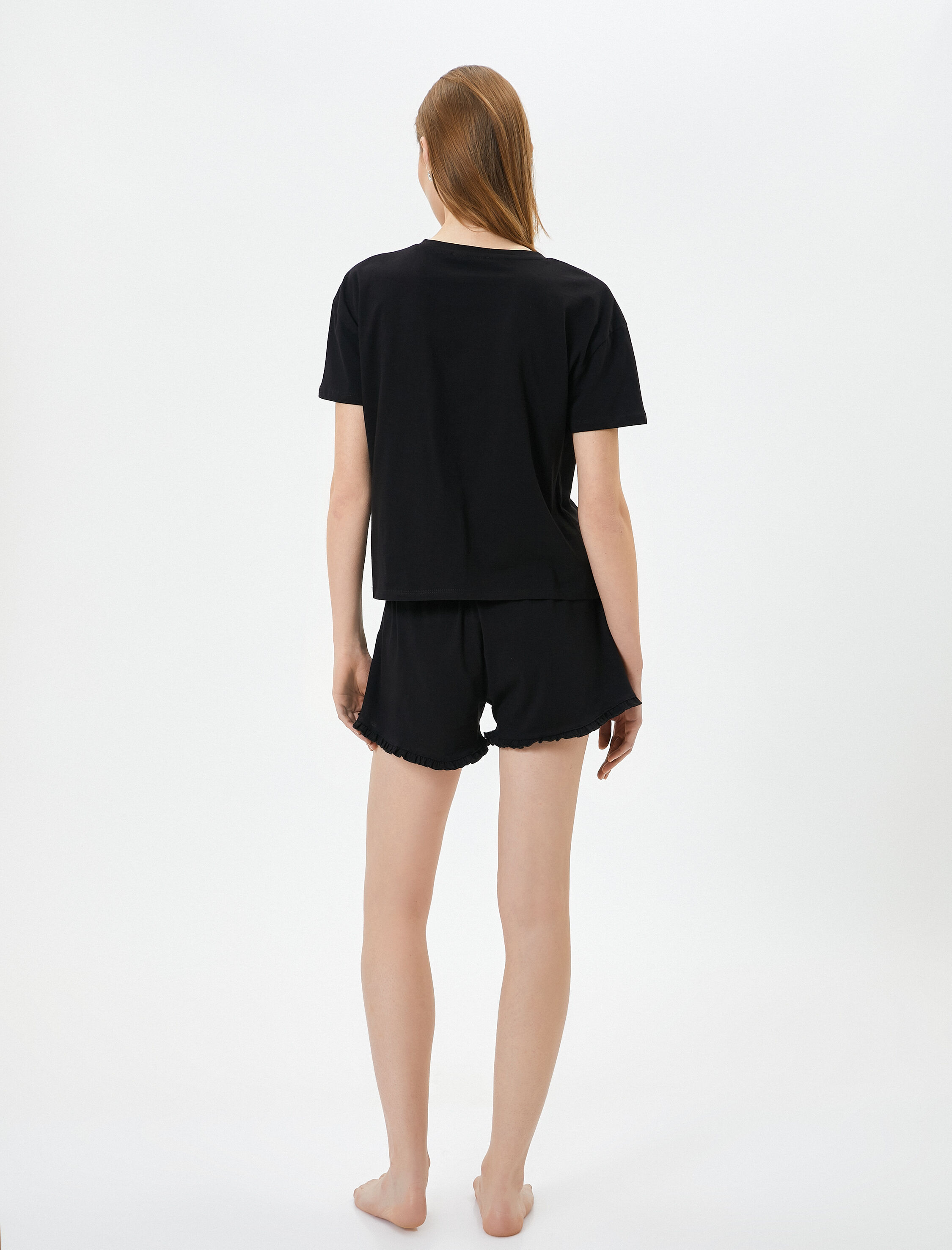   Şortlu Pijama Takımı Kısa Kollu Baskılı Pamuklu