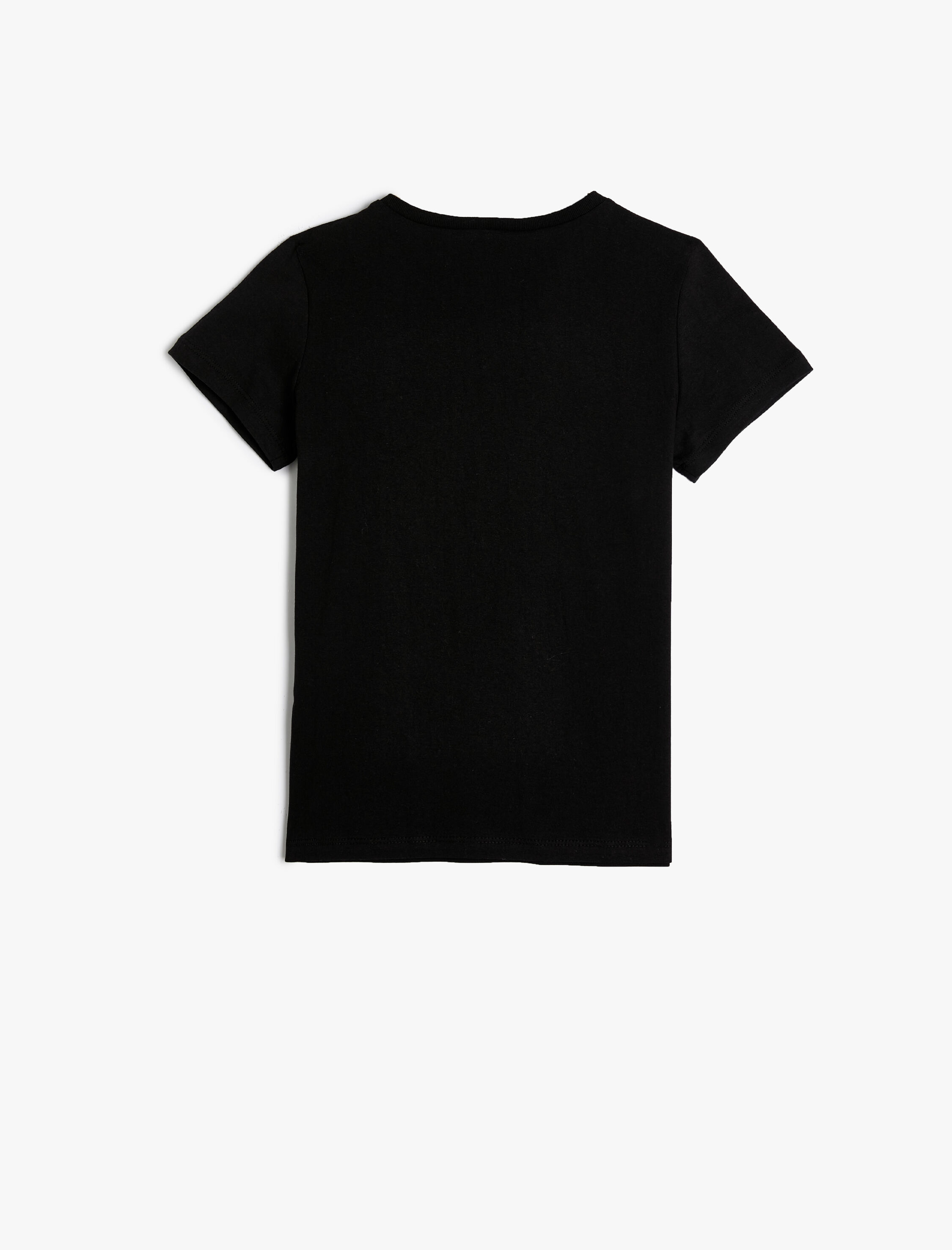  Kız Çocuk Tişört Simli Bale Baskılı Kısa Kollu Bisiklet Yaka Pamuklu