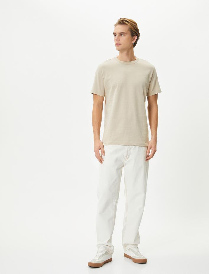  Basic Tişört Bisiklet Yaka Kısa Kollu Pamuklu