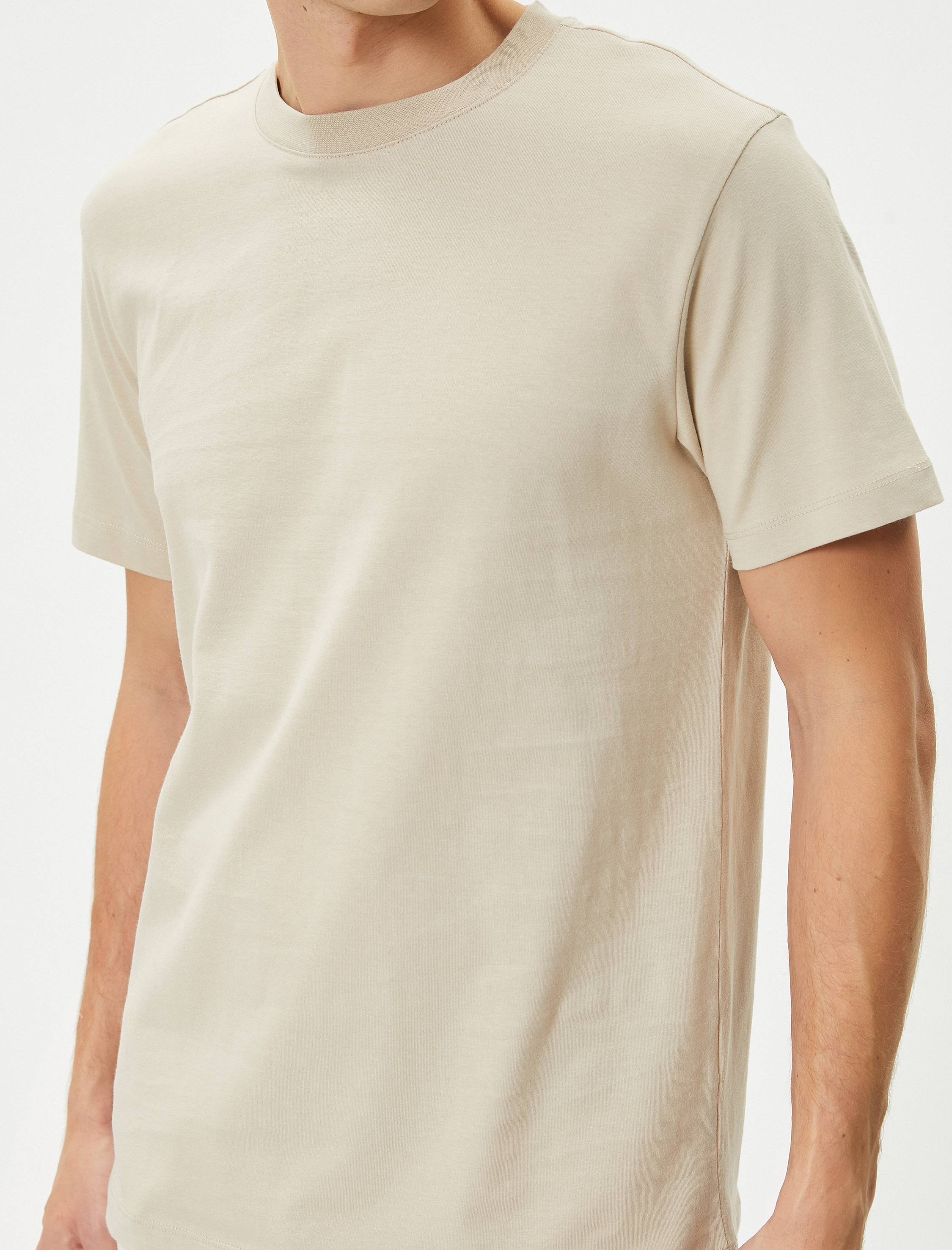   Basic Tişört Bisiklet Yaka Kısa Kollu Pamuklu