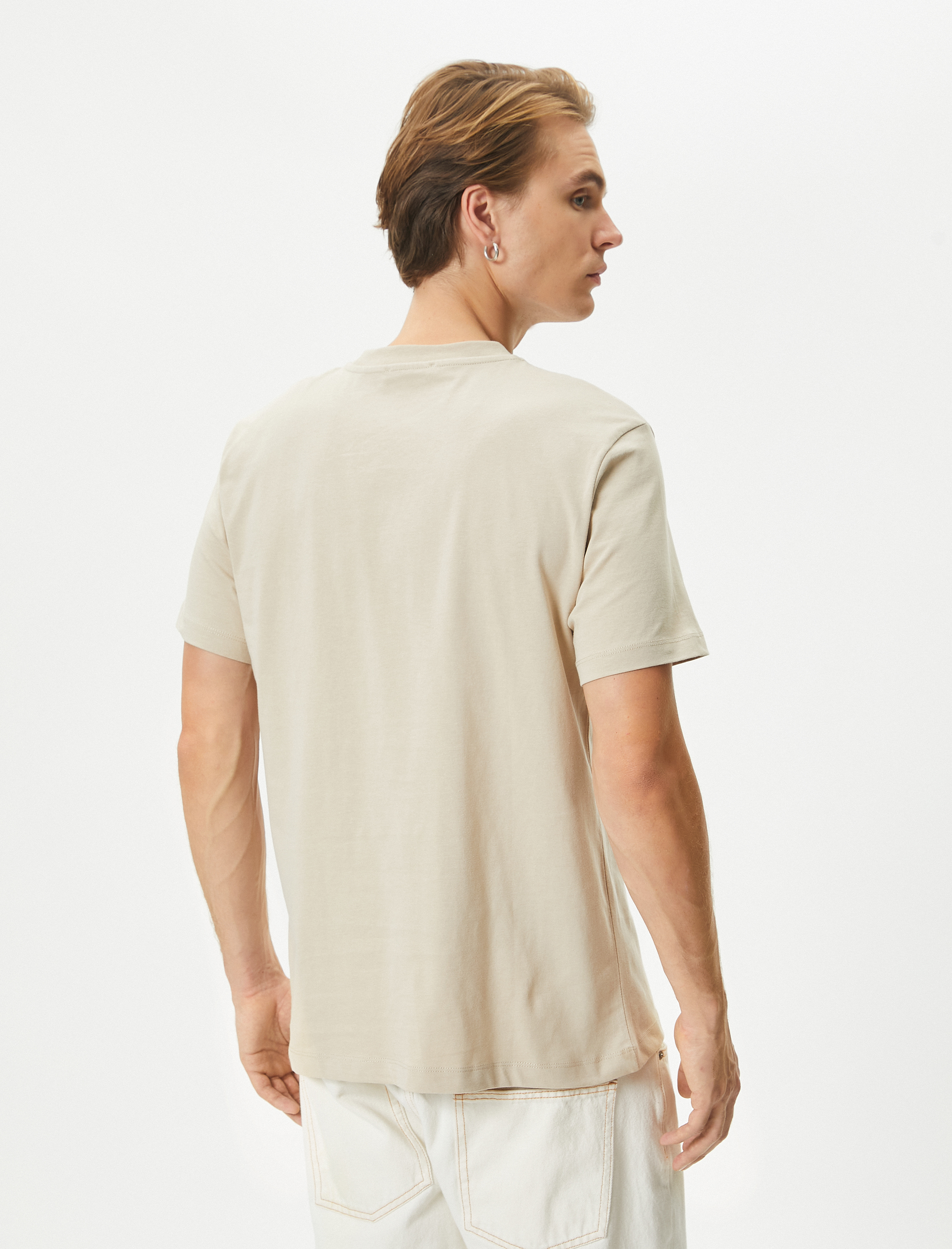   Basic Tişört Bisiklet Yaka Kısa Kollu Pamuklu