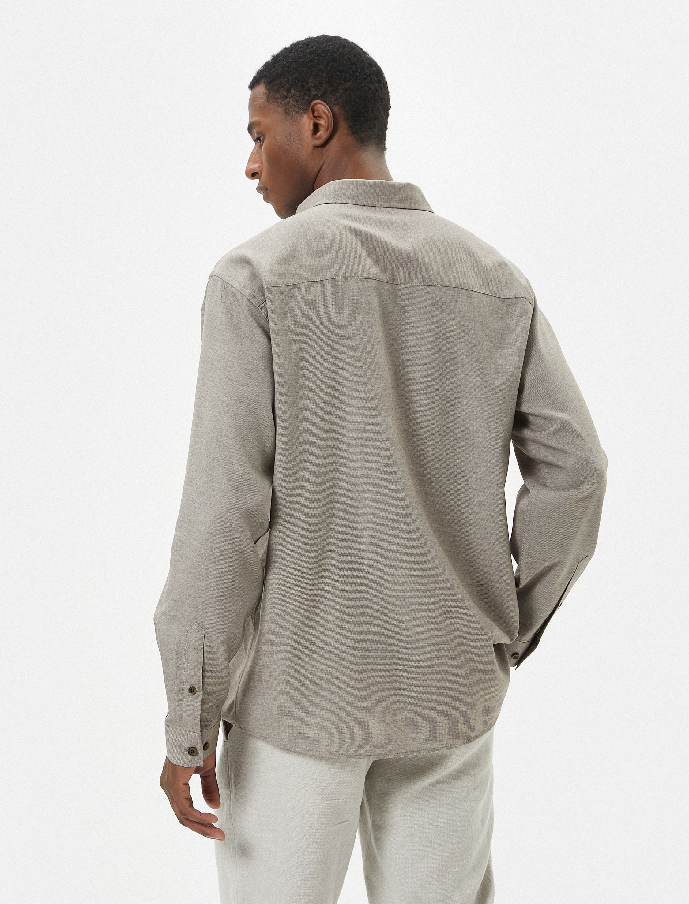   Slim Fit Gömlek Klasik Yaka Uzun Kollu Düğmeli