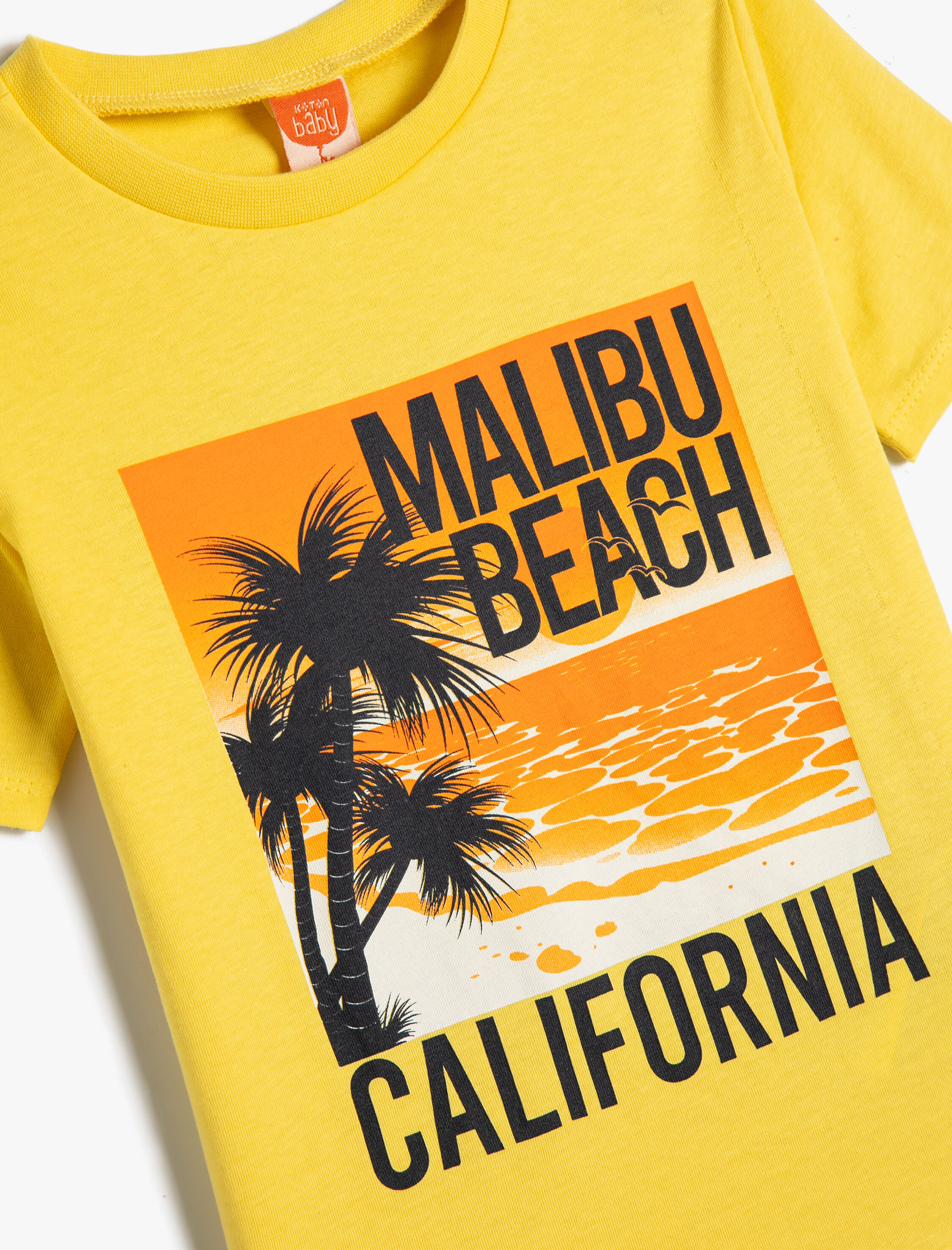  Erkek Bebek Tişört Kısa California Baskılı Kollu Bisiklet Yaka Pamuklu