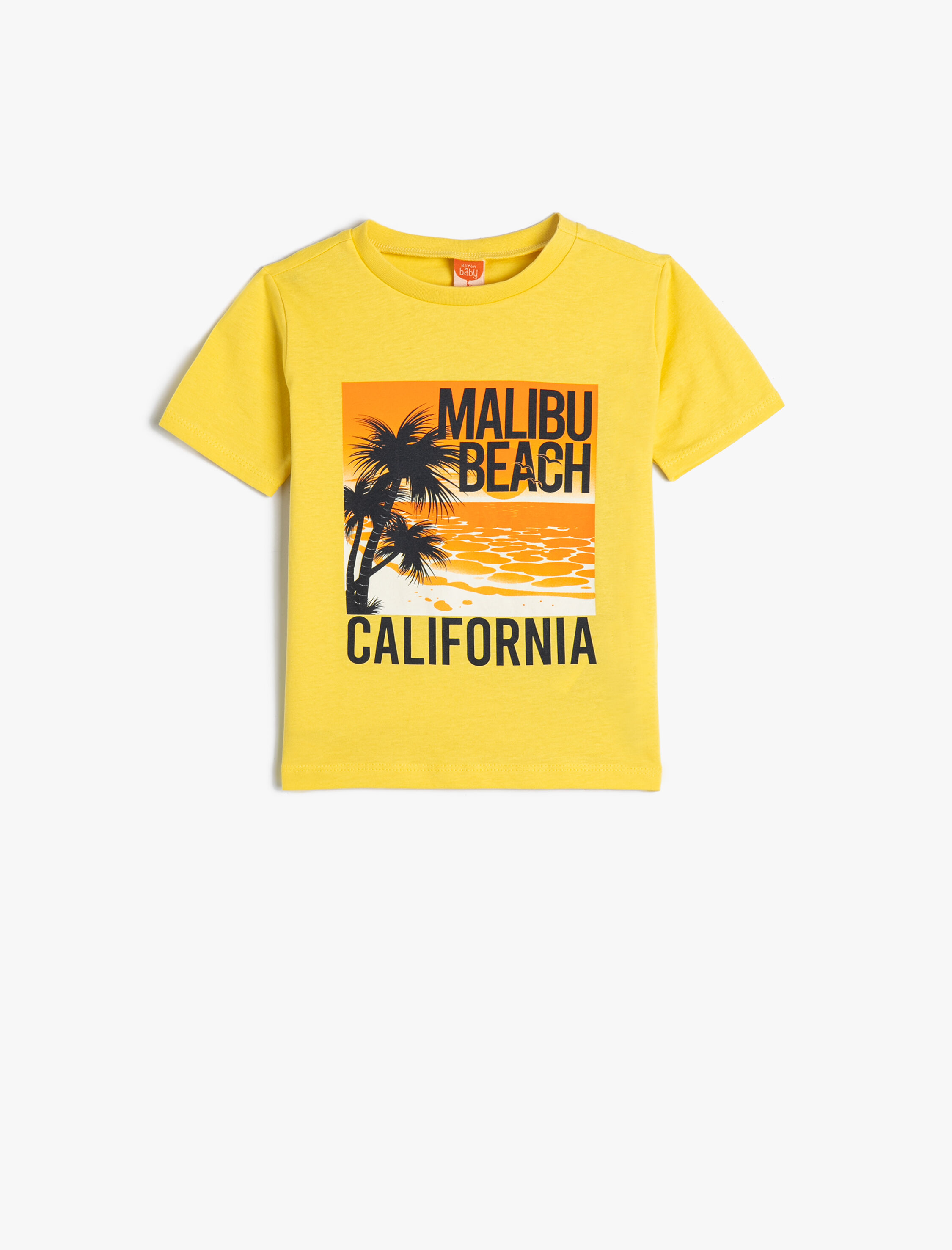  Erkek Bebek Tişört Kısa California Baskılı Kollu Bisiklet Yaka Pamuklu