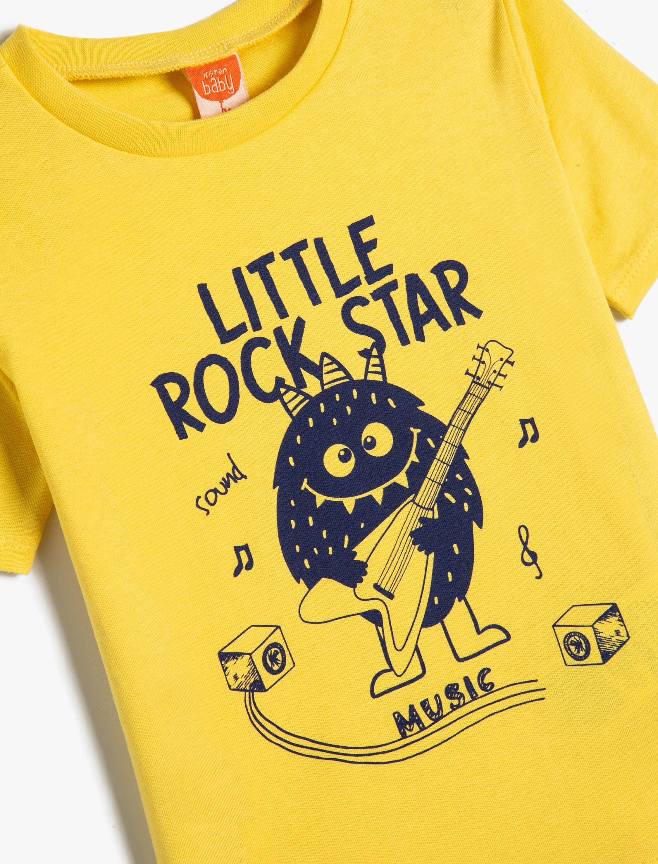  Erkek Bebek Canavar Baskılı Tişört Kısa Kollu Bisiklet Yaka Pamuklu