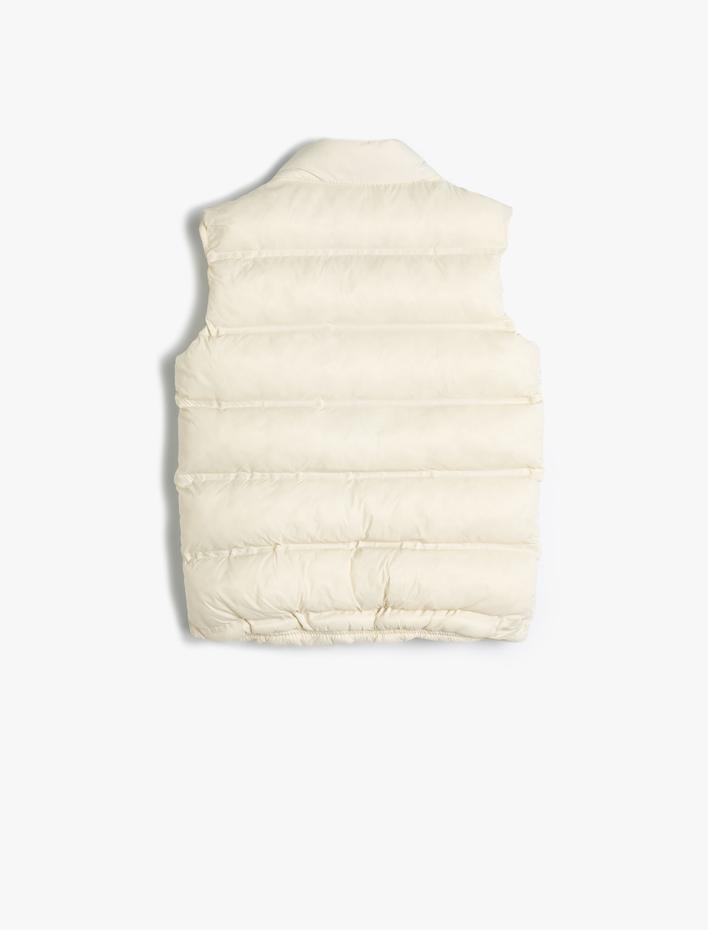 Erkek Çocuk Şişme Yelek Dik Yaka Fermuarlı Cepli