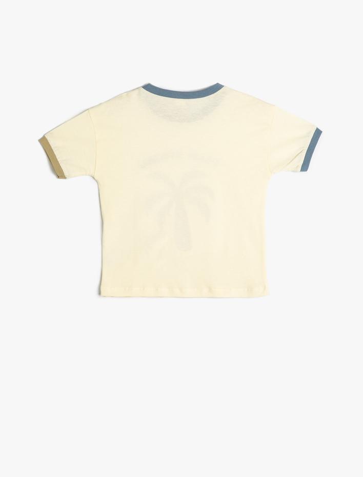 Erkek Bebek Palmiyeli Tişört Kısa Kollu Bisiklet Yaka Pamuklu