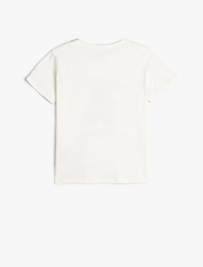 Kız Çocuk Tişört Müzik Temalı Kısa Kollu Bisiklet Yaka Pamuklu