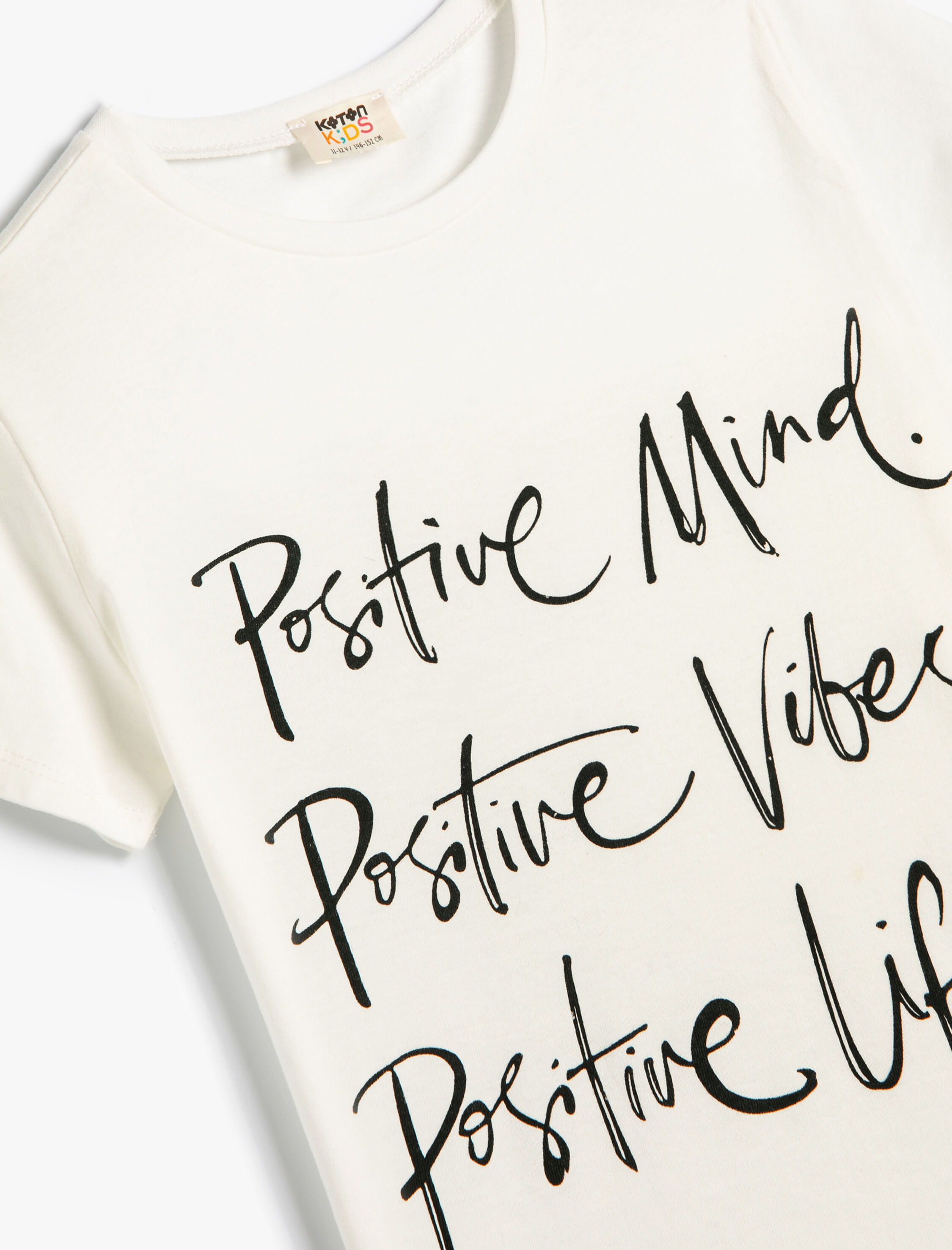  Kız Çocuk Tişört Kısa Kollu Bisiklet Yaka Slogan Baskılı Pamuklu