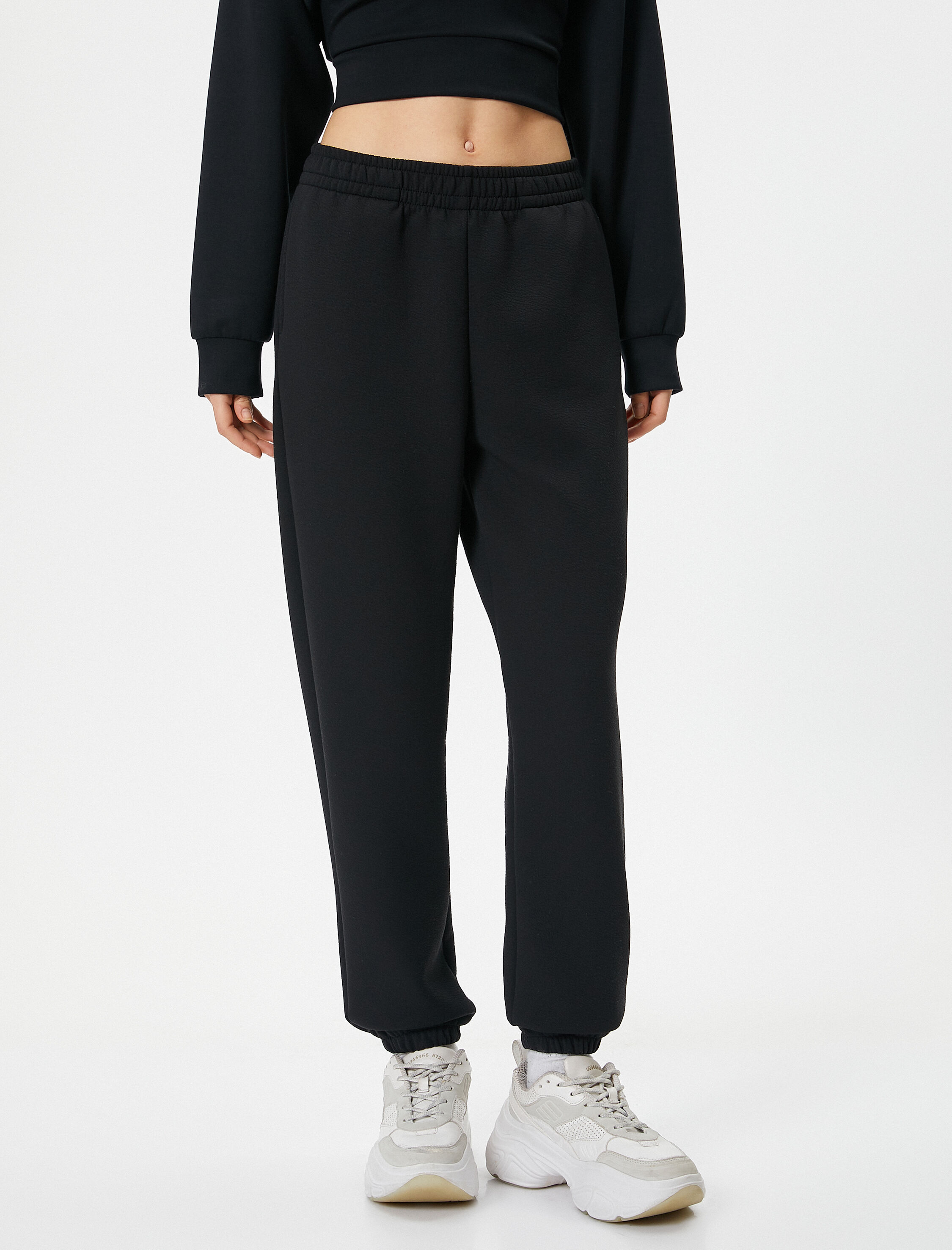   Spor Basic Jogger Eşofman Altı Yüksek Bel Rahat Kalıp Cepli